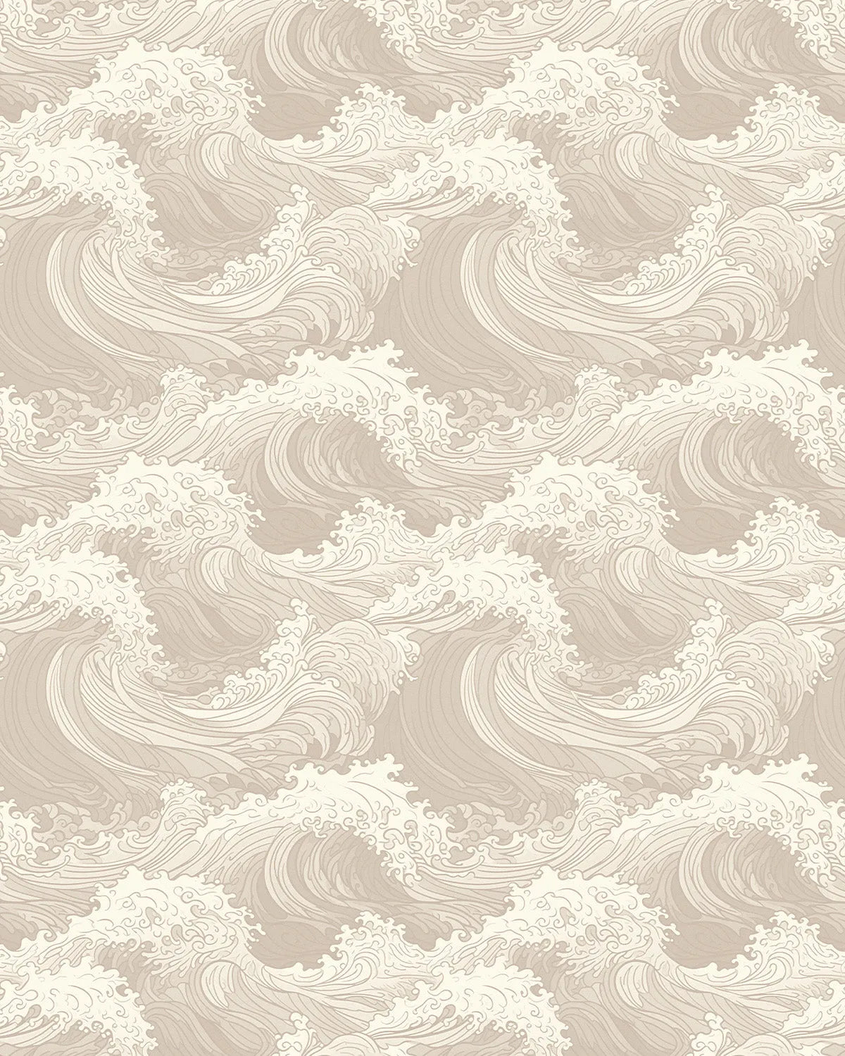 Oriental Waves in Beige Wallpaper from Olive et Oriel where you can shop wallpaper and artworks online
