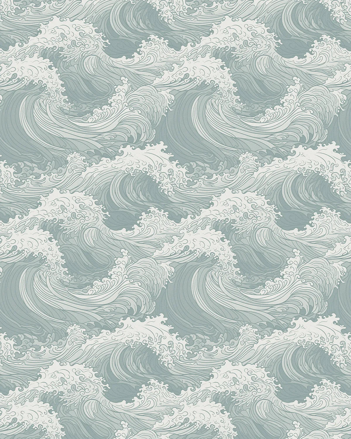 Oriental Waves in Jade Wallpaper from Olive et Oriel where you can shop wallpaper and artworks online