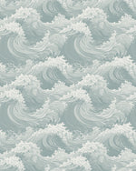 Oriental Waves in Jade Wallpaper