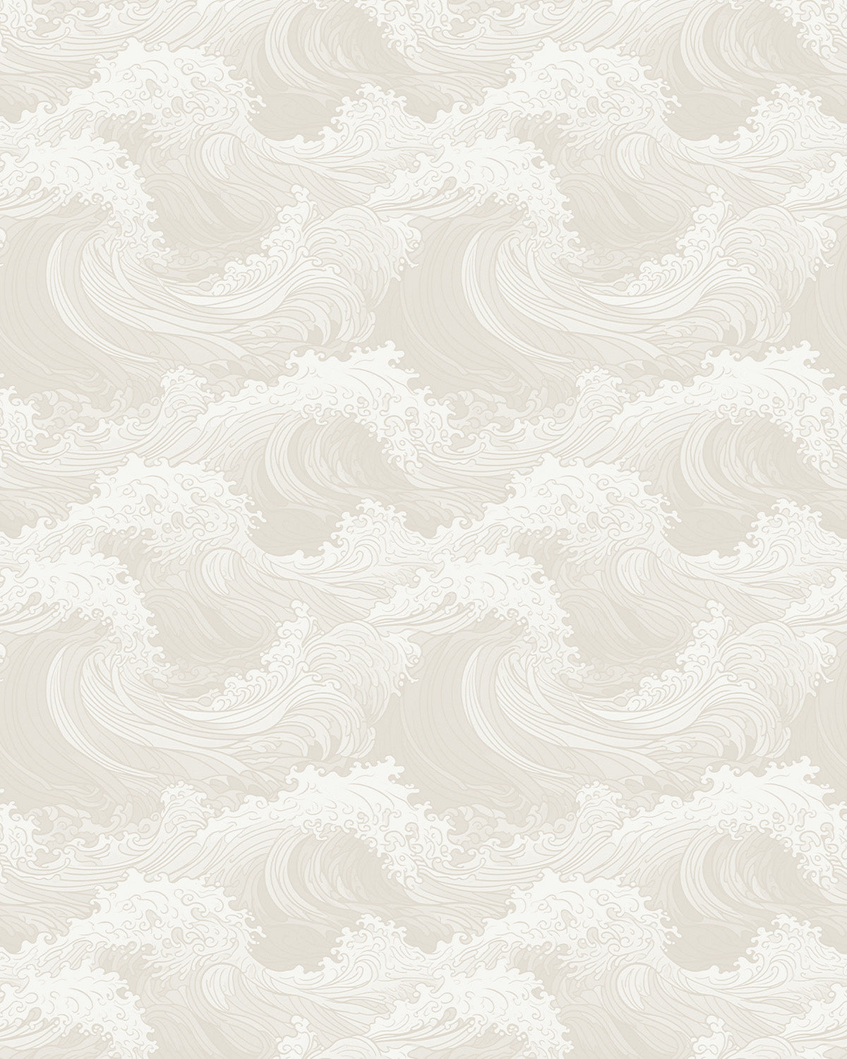 Oriental Waves in Neutral Wallpaper