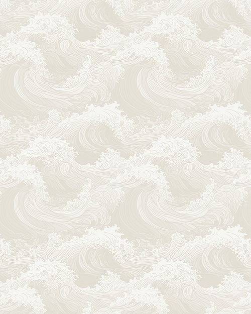 Oriental Waves in Neutral Wallpaper