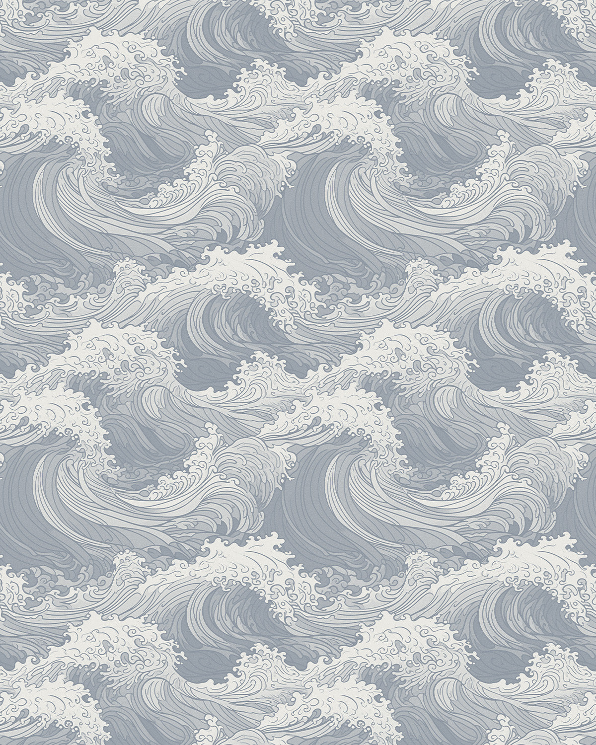 Oriental Waves in Slate Wallpaper