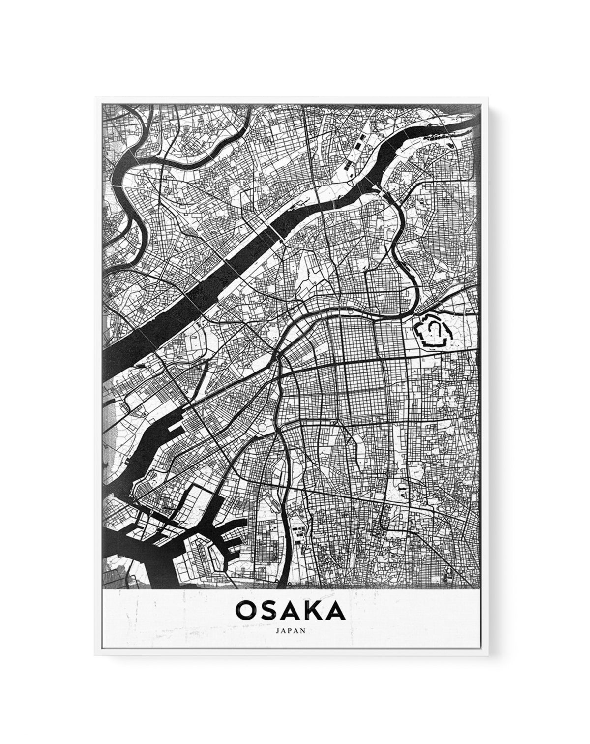 Osaka Japan Map by StudioSix | Framed Canvas Art Print