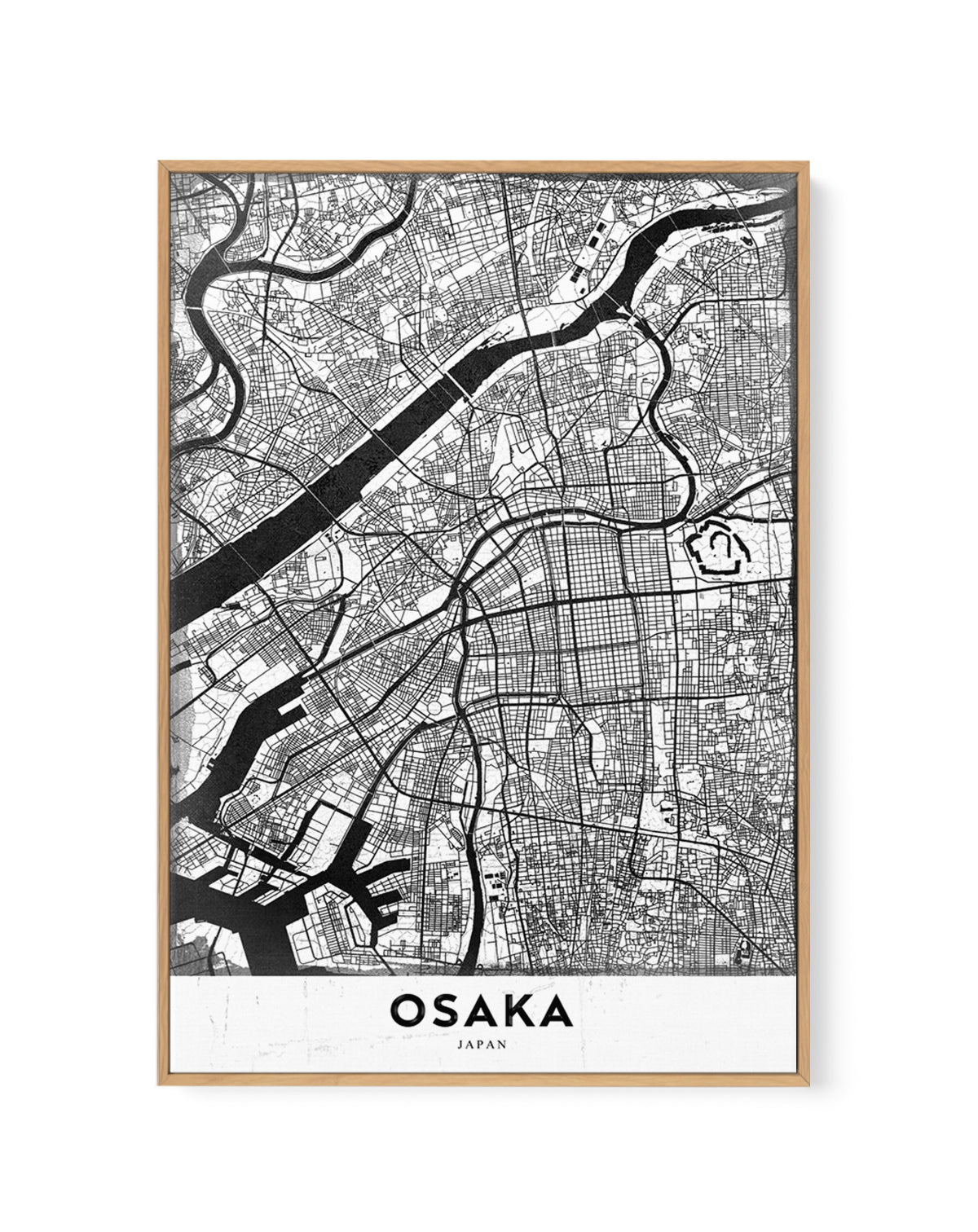 Osaka Japan Map by StudioSix | Framed Canvas Art Print