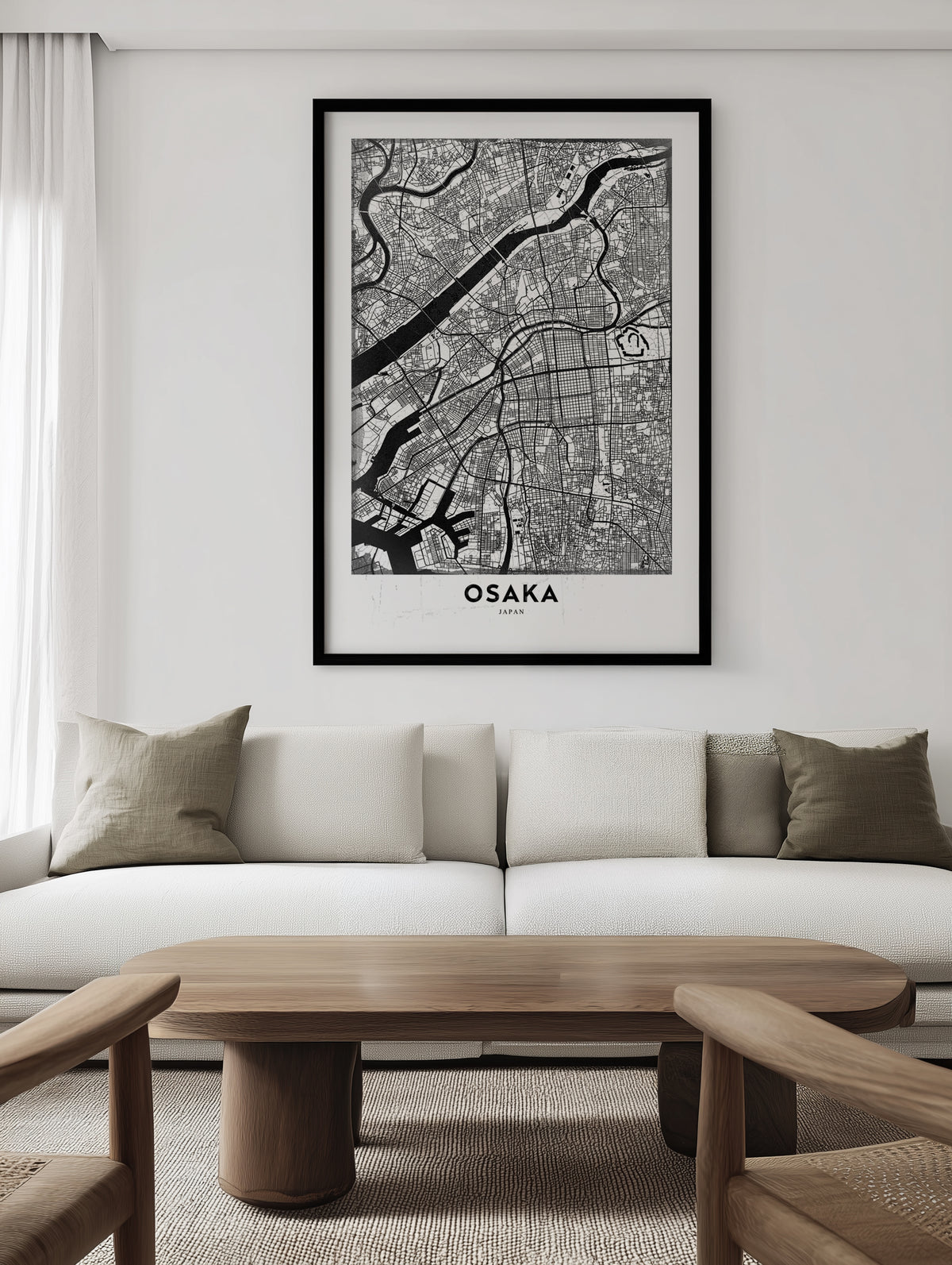 Osaka Japan Map by StudioSix | Art Print