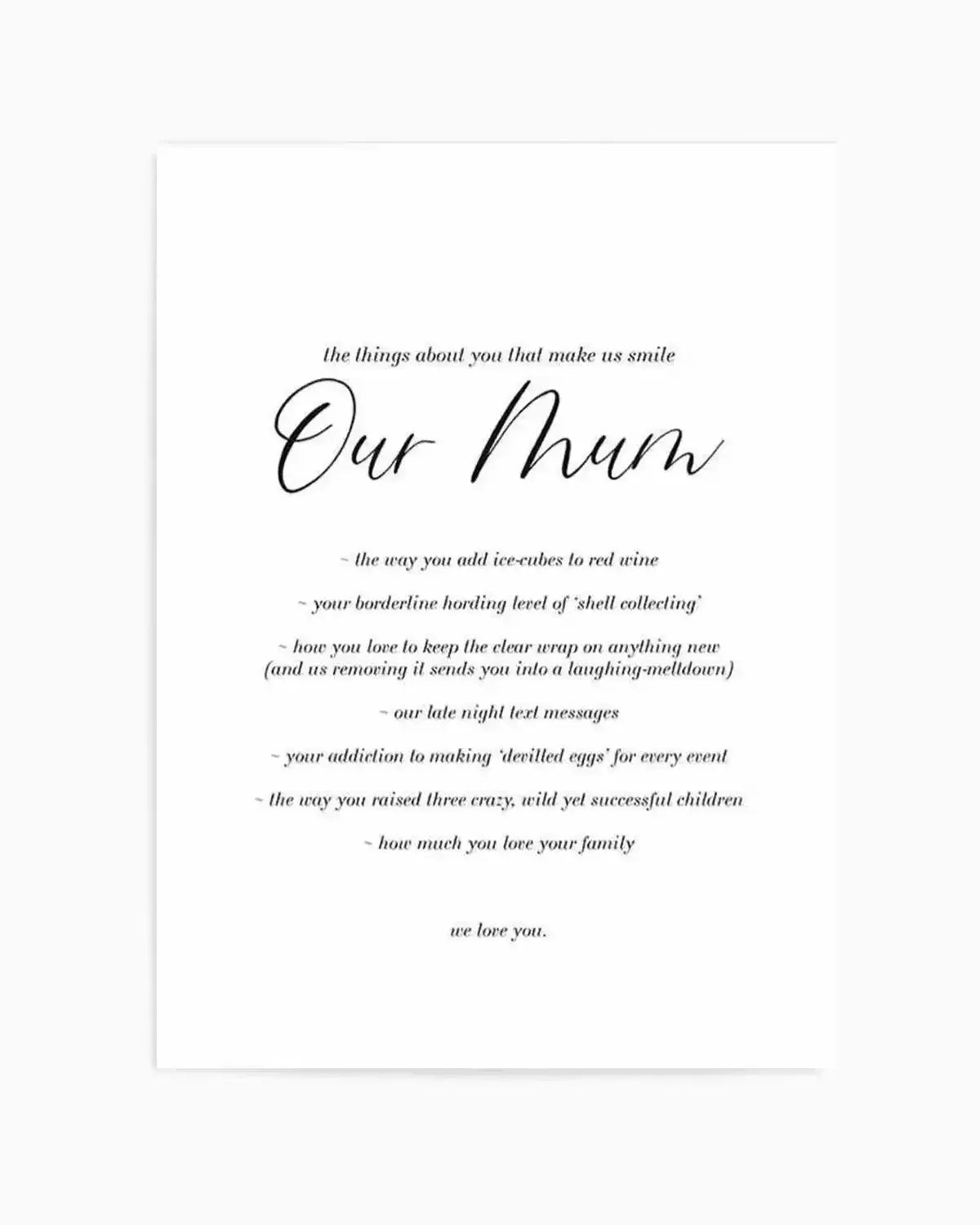 Our Mum | Personalise Me! Art Print from Olive et Oriel where you can shop wallpaper and artworks online