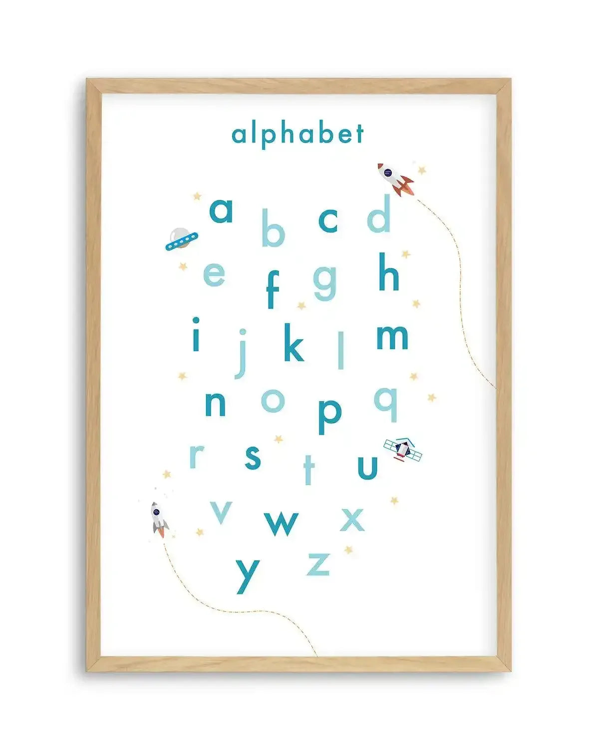 Outer Space | Alphabet Art Print-PRINT-Olive et Oriel-Olive et Oriel-A5 | 5.8" x 8.3" | 14.8 x 21cm-Oak-With White Border-Buy-Australian-Art-Prints-Online-with-Olive-et-Oriel-Your-Artwork-Specialists-Austrailia-Decorate-With-Coastal-Photo-Wall-Art-Prints-From-Our-Beach-House-Artwork-Collection-Fine-Poster-and-Framed-Artwork