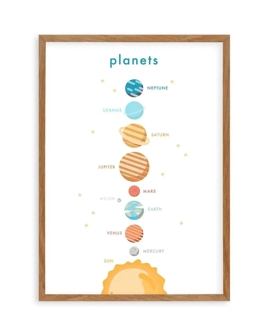 Outer Space | Planets Art Print-PRINT-Olive et Oriel-Olive et Oriel-50x70 cm | 19.6" x 27.5"-Walnut-With White Border-Buy-Australian-Art-Prints-Online-with-Olive-et-Oriel-Your-Artwork-Specialists-Austrailia-Decorate-With-Coastal-Photo-Wall-Art-Prints-From-Our-Beach-House-Artwork-Collection-Fine-Poster-and-Framed-Artwork