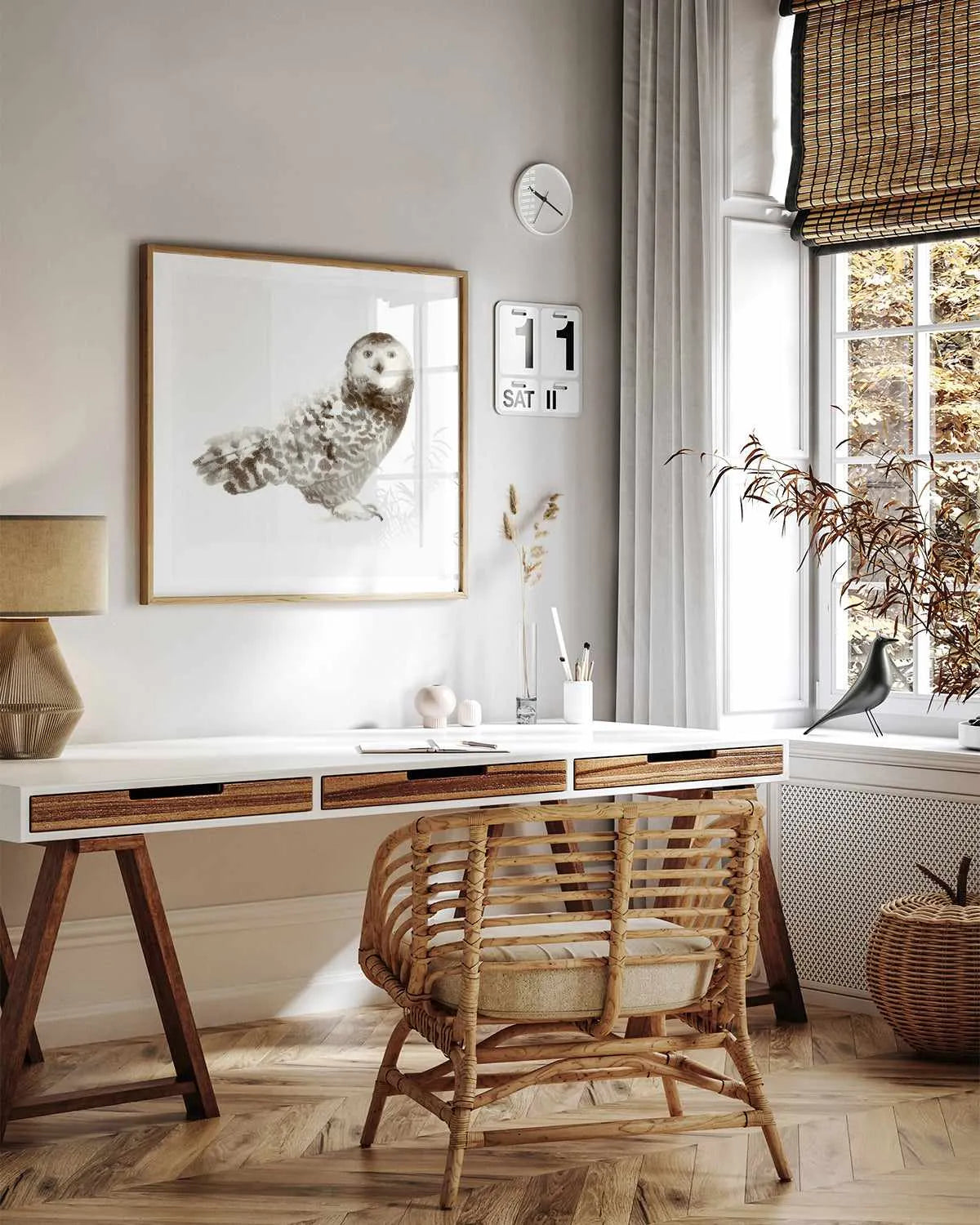 Owl Art Print from Olive et Oriel where you can shop wallpaper and artworks online