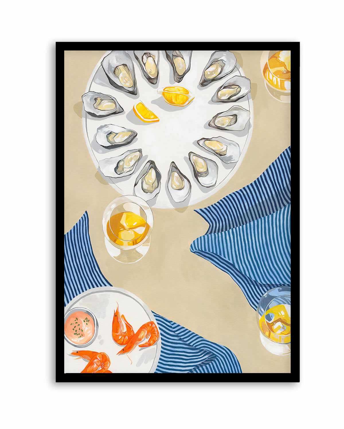 Oysters and Prawns by Cat Gerke | Art Print