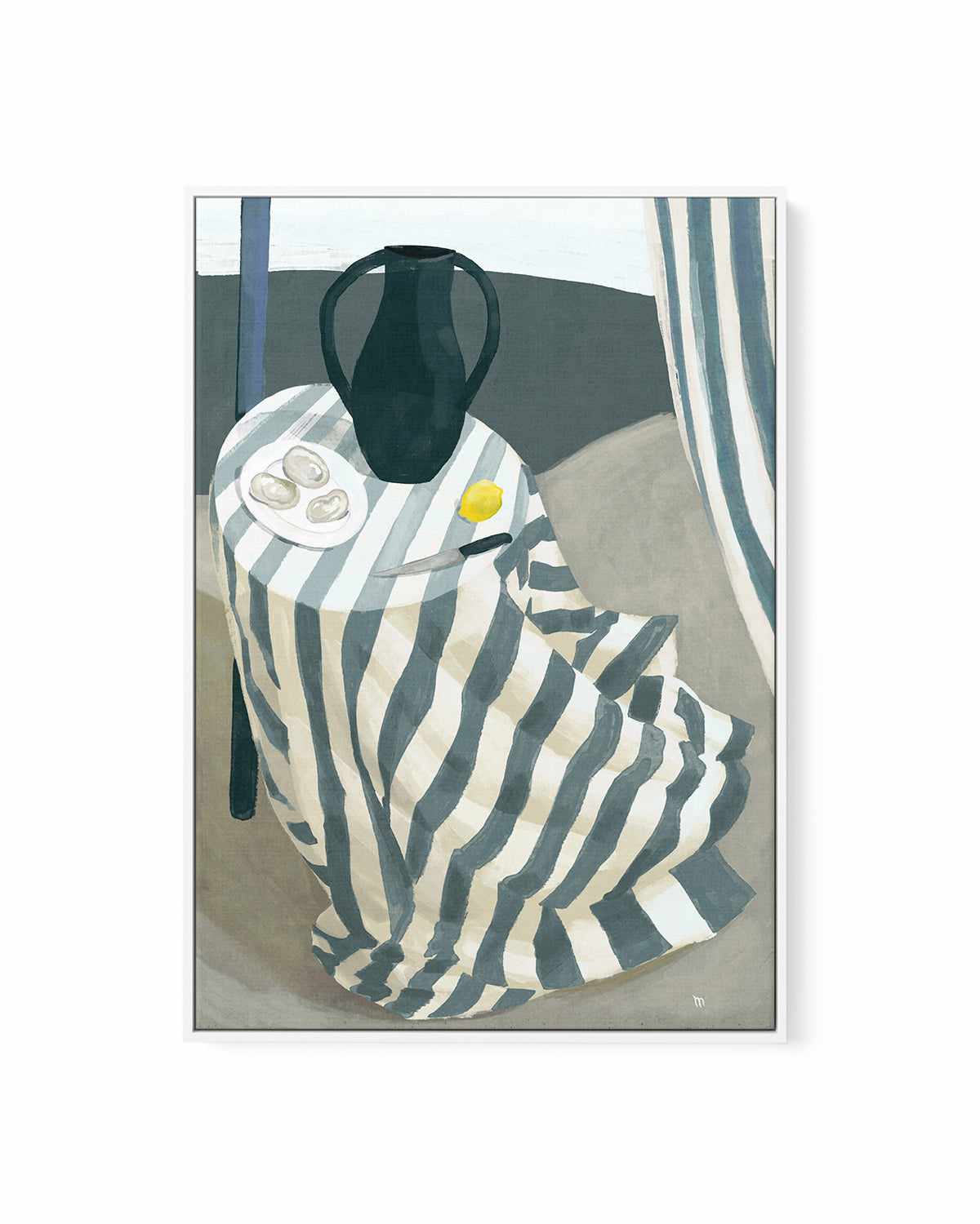 Oysters at the Beach by Marco Marella | Framed Canvas Art Print