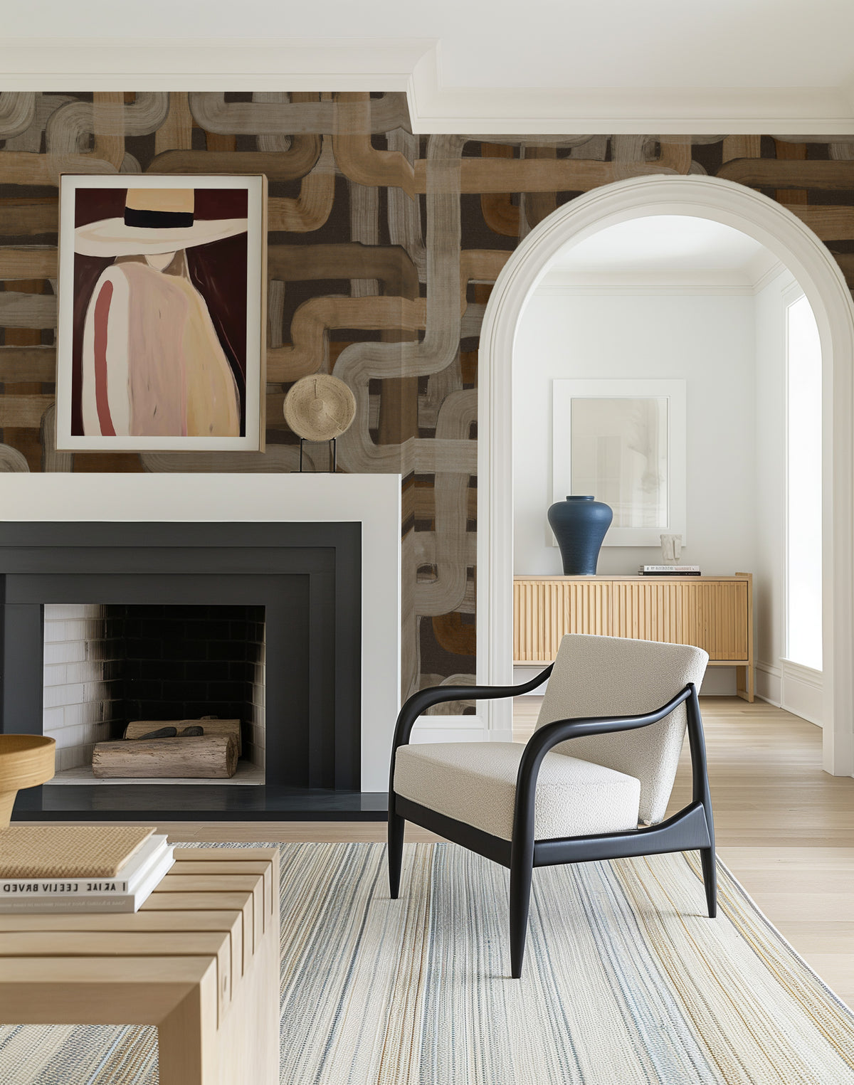 Painted Pathways in Brown Wallpaper from Olive et Oriel where you can shop wallpaper and artworks online