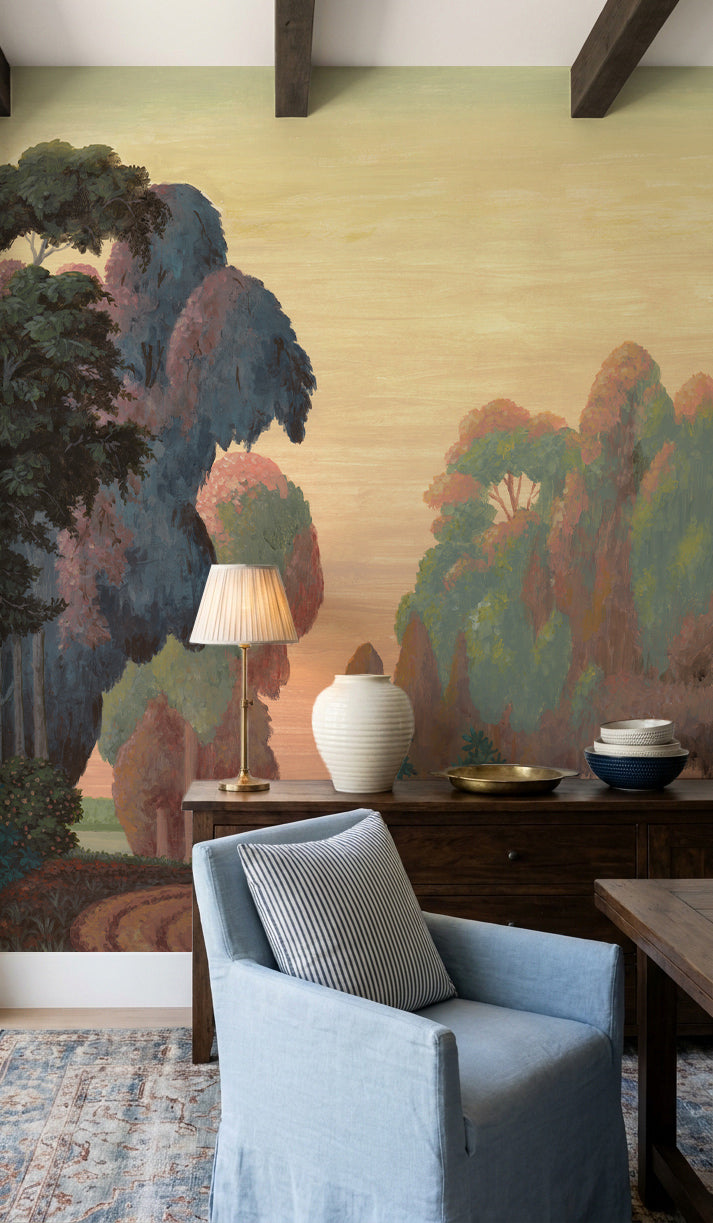 Painter's Landscape Panoramic Mural Wallpaper