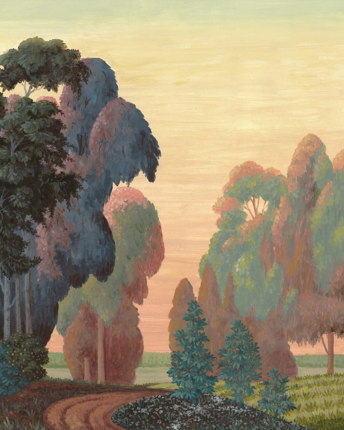 Painter's Landscape Panoramic Mural Wallpaper