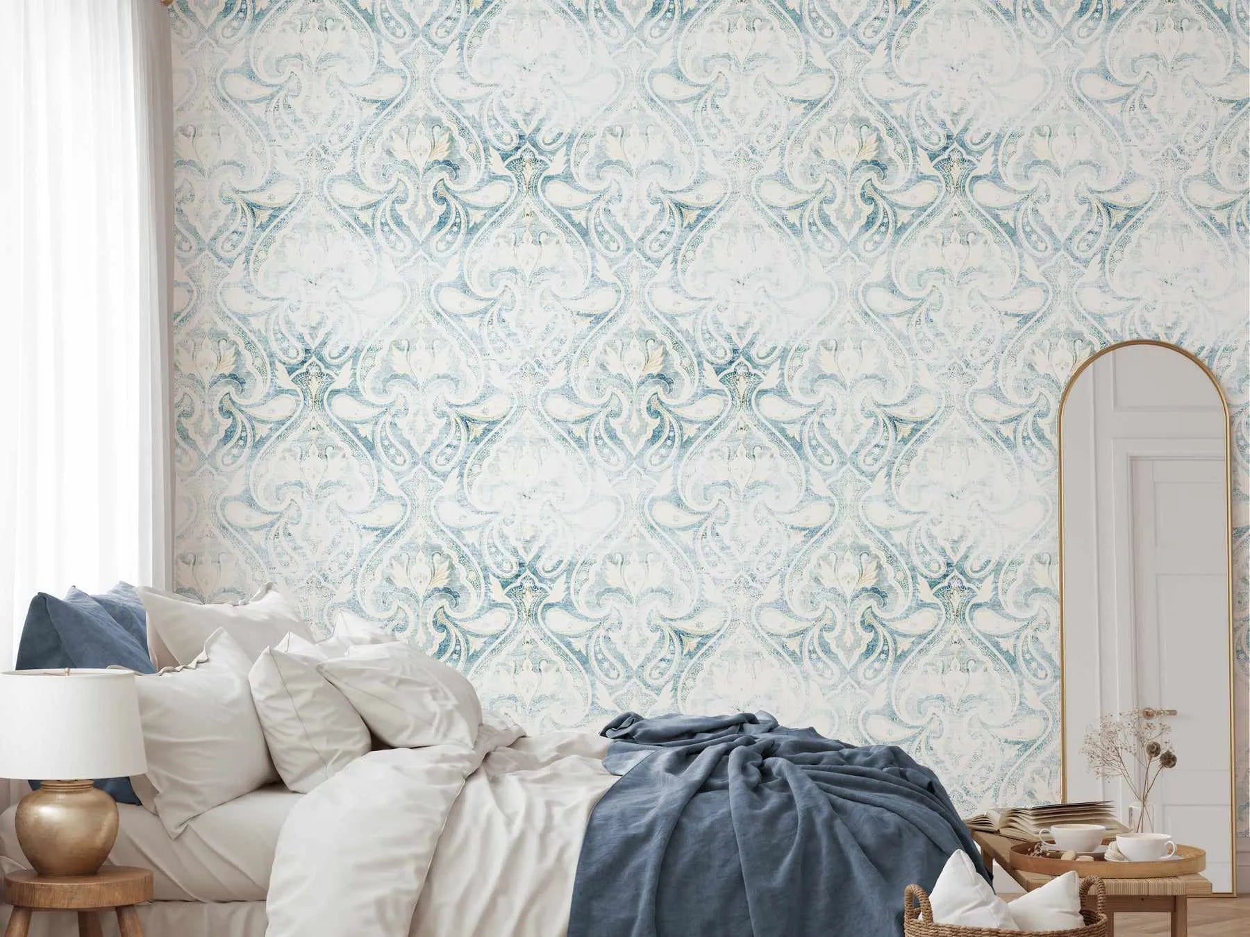 Paisley Damask Wallpaper from Olive et Oriel where you can shop wallpaper and artworks online