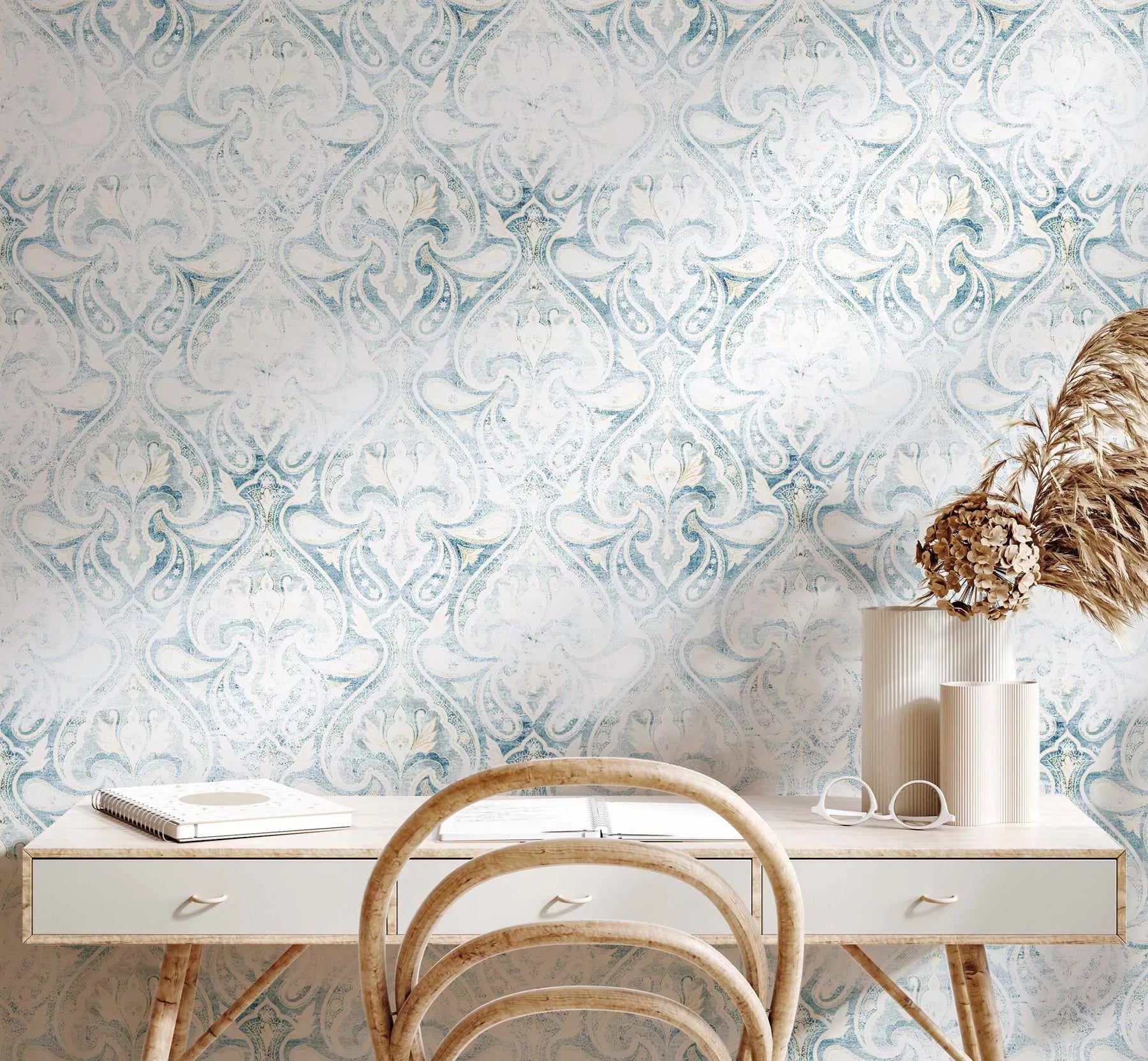 Paisley Damask Wallpaper from Olive et Oriel where you can shop wallpaper and artworks online