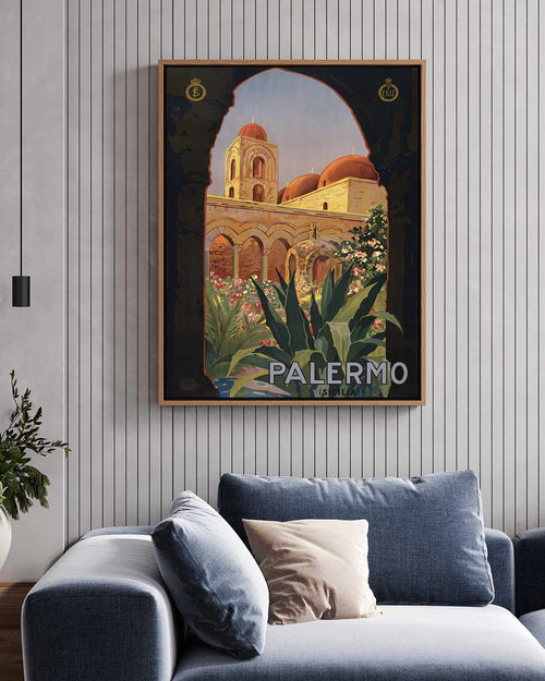 Palermo Vintage Poster | Framed Canvas Art Print