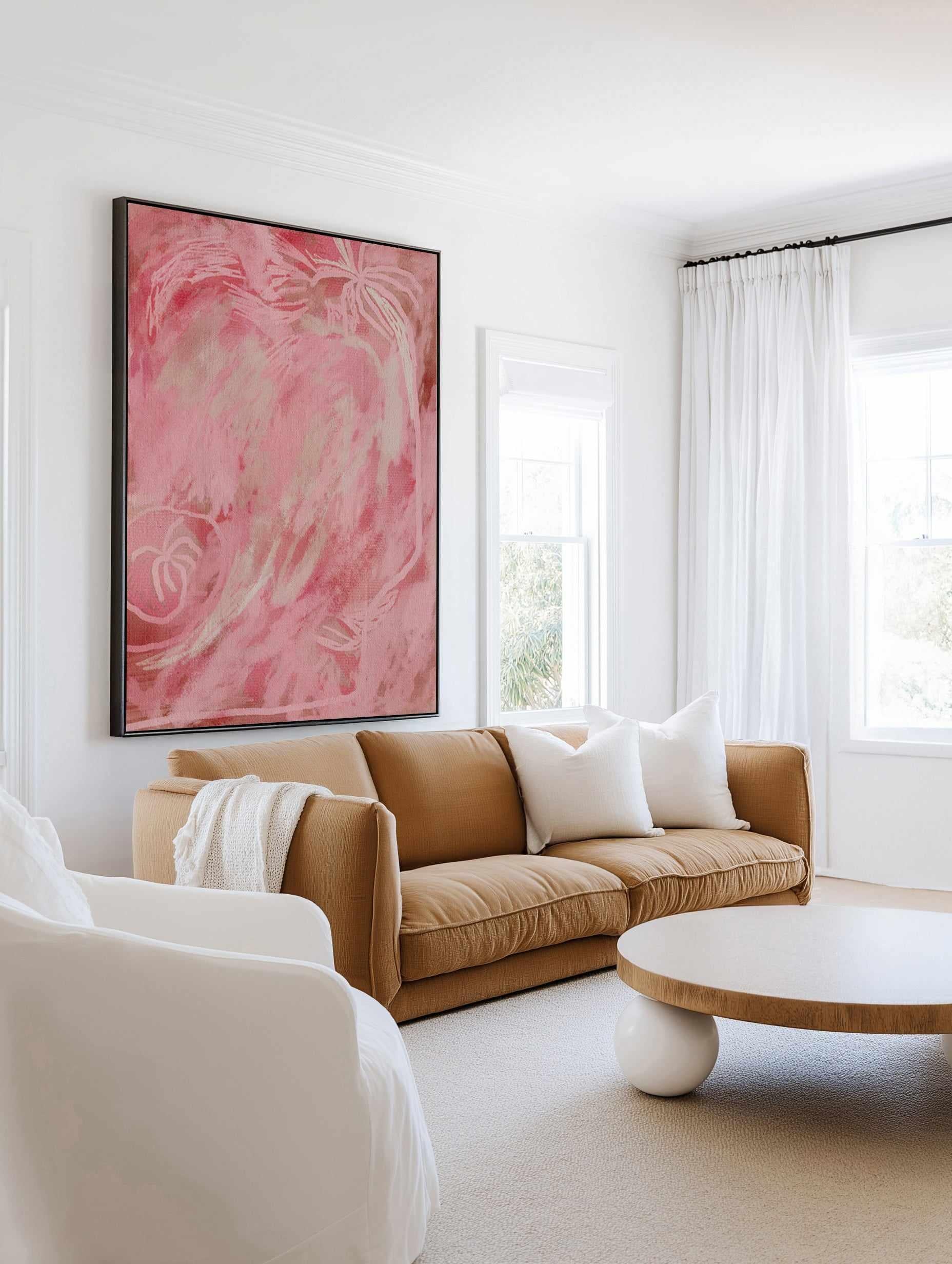 Palm Blush by Shatha Al Dafai | Framed Canvas Art Print from Olive et Oriel where you can shop wallpaper and artworks online