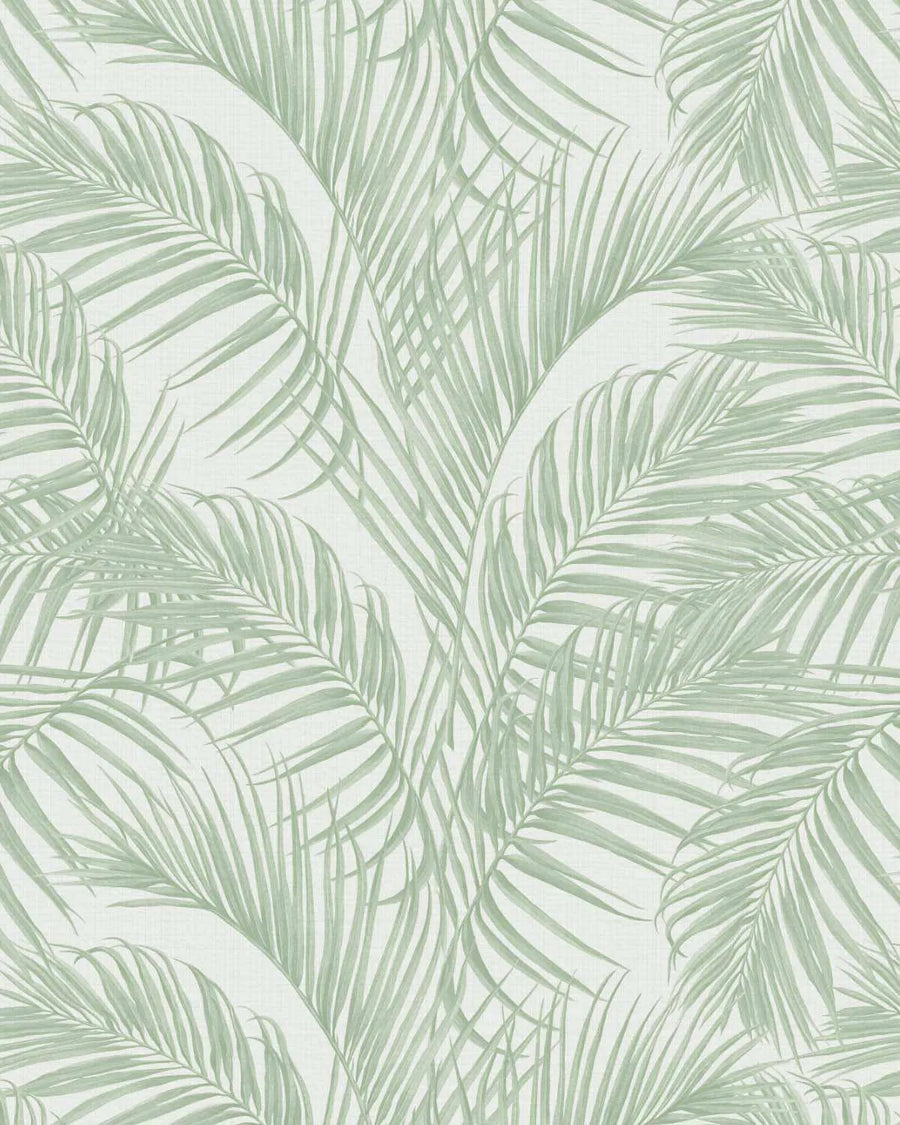 Palm Escape Sage Green On White Wallpaper-Wallpaper-Buy Australian Removable Wallpaper Now Sage Green Wallpaper Peel And Stick Wallpaper Online At Olive et Oriel Custom Made Wallpapers Wall Papers Decorate Your Bedroom Living Room Kids Room or Commercial Interior