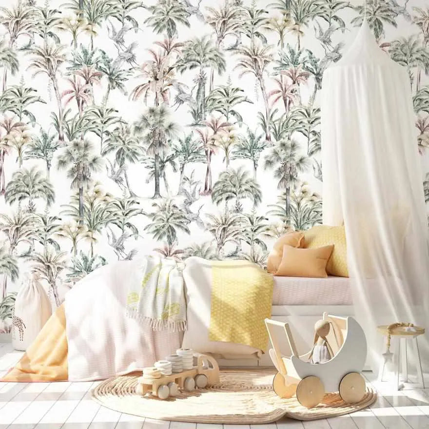 Palm Oasis Wallpaper-Wallpaper-Buy Kids Removable Wallpaper Online Our Custom Made Children‚àö¬¢‚Äö√á¬®‚Äö√ë¬¢s Wallpapers Are A Fun Way To Decorate And Enhance Boys Bedroom Decor And Girls Bedrooms They Are An Amazing Addition To Your Kids Bedroom Walls Our Collection of Kids Wallpaper Is Sure To Transform Your Kids Rooms Interior Style From Pink Wallpaper To Dinosaur Wallpaper Even Marble Wallpapers For Teen Boys Shop Peel And Stick Wallpaper Online Today With Olive et Oriel