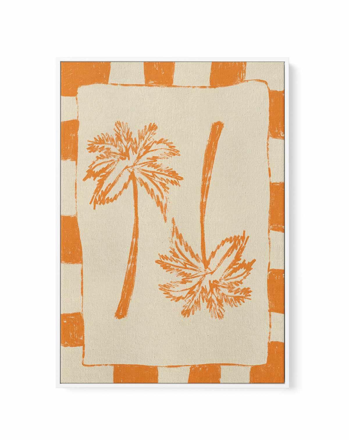 Palm Paradise Orange by Shatha Al Dafai | Framed Canvas Art Print from Olive et Oriel where you can shop wallpaper and artworks online