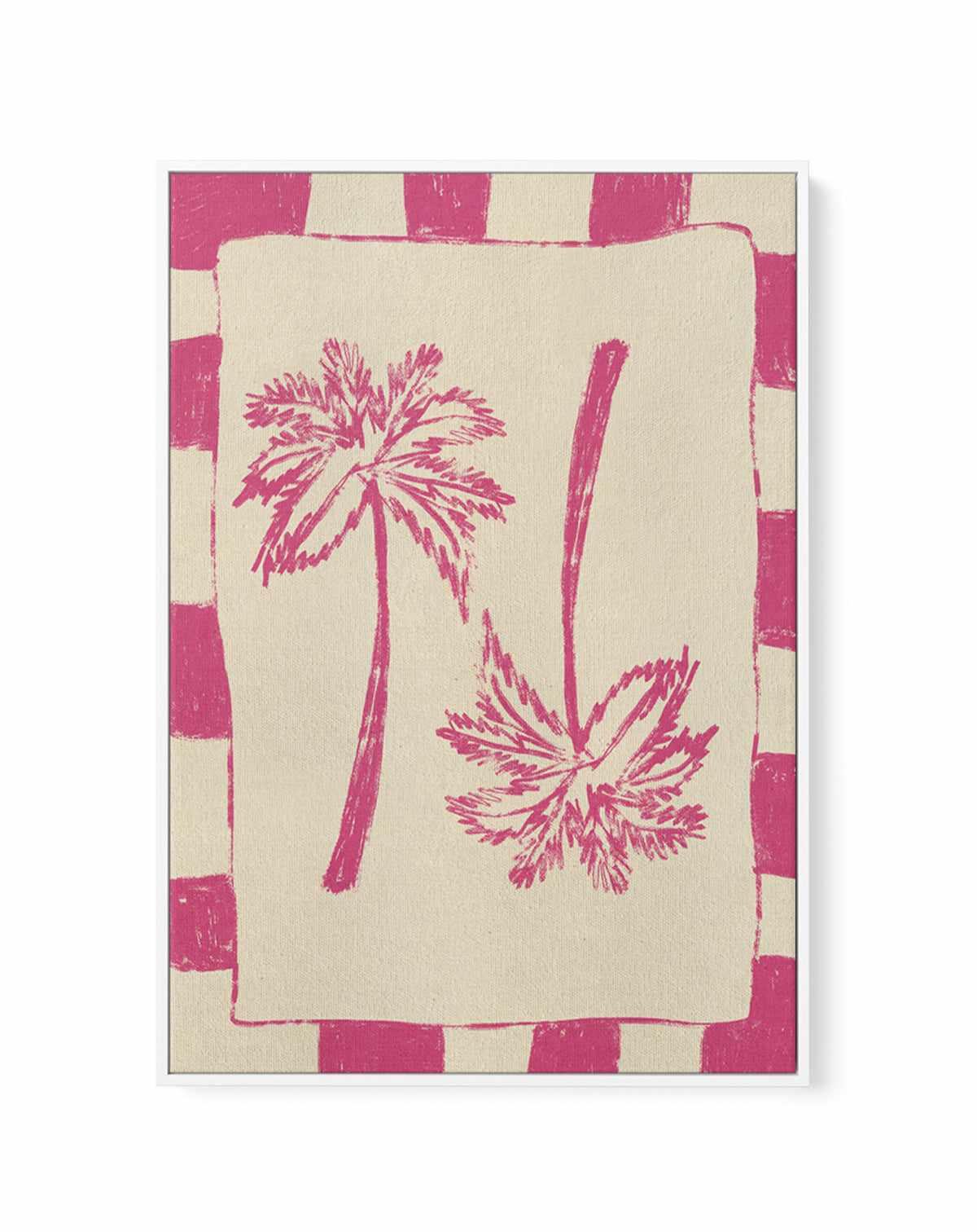 Palm Paradise Pink by Shatha Al Dafai | Framed Canvas Art Print from Olive et Oriel where you can shop wallpaper and artworks online