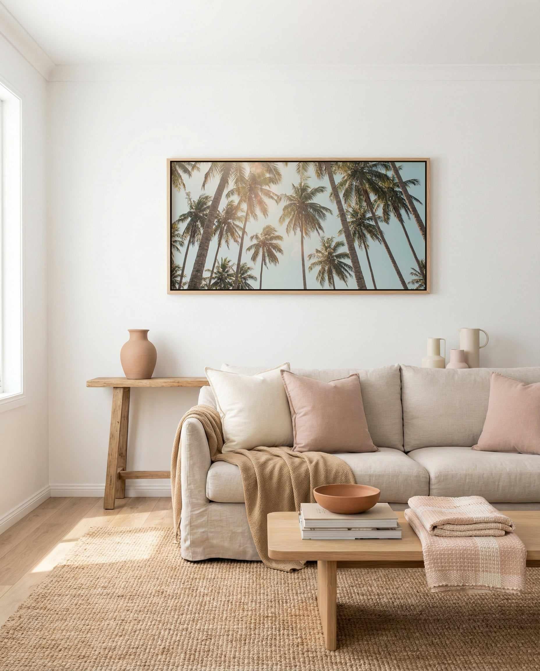 Palm Skies | Panoramic Canvas Art Print from Olive et Oriel where you can shop wallpaper and artworks online