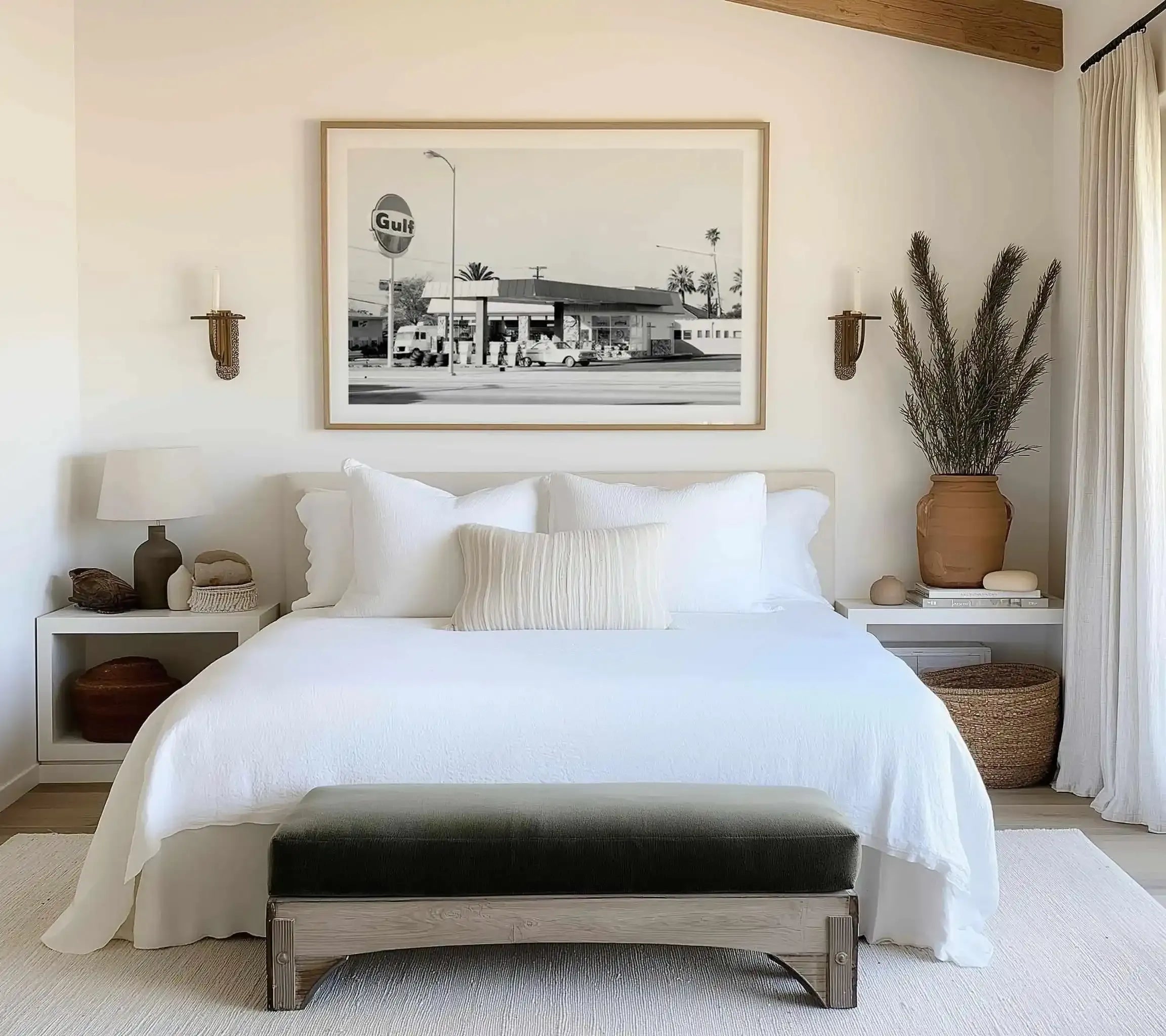 Palm Springs Gas Station Art Print from Olive et Oriel where you can shop wallpaper and artworks online