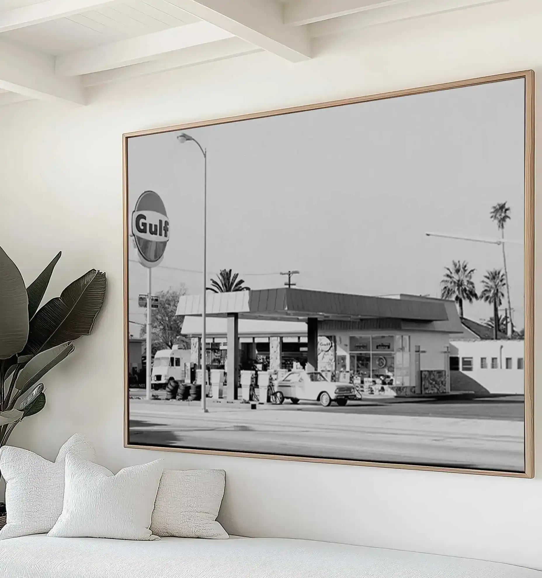 Palm Springs Gas Station | Framed Canvas Art Print from Olive et Oriel where you can shop wallpaper and artworks online