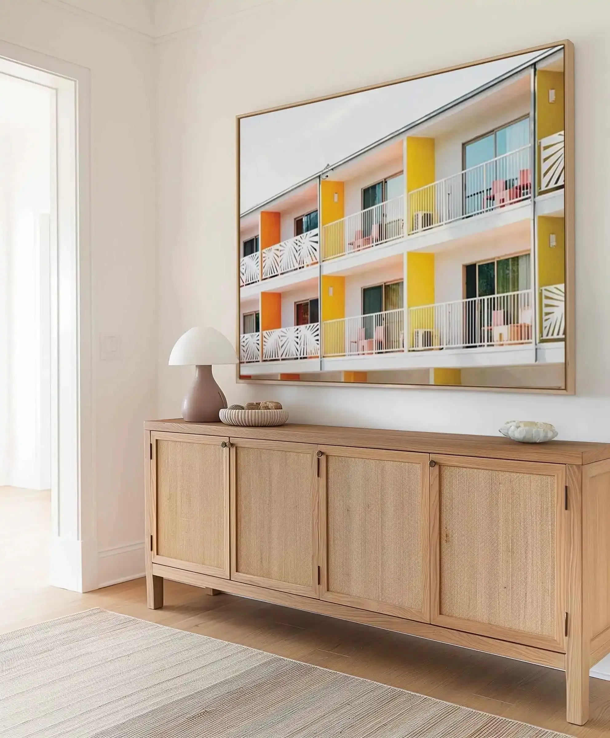 Palm Springs Hotel | Framed Canvas Art Print from Olive et Oriel where you can shop wallpaper and artworks online