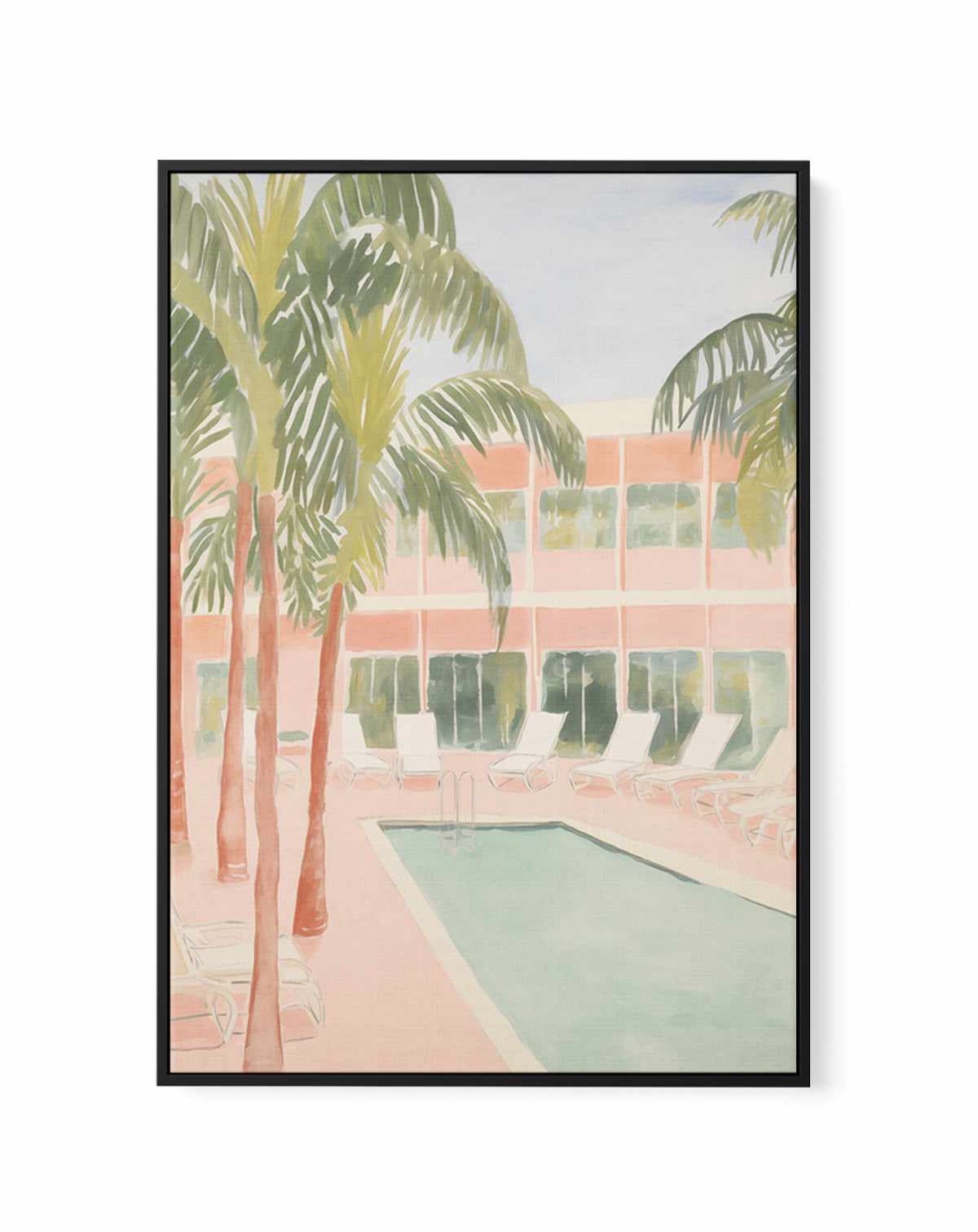 Palm Springs Motel | Framed Canvas Art Print