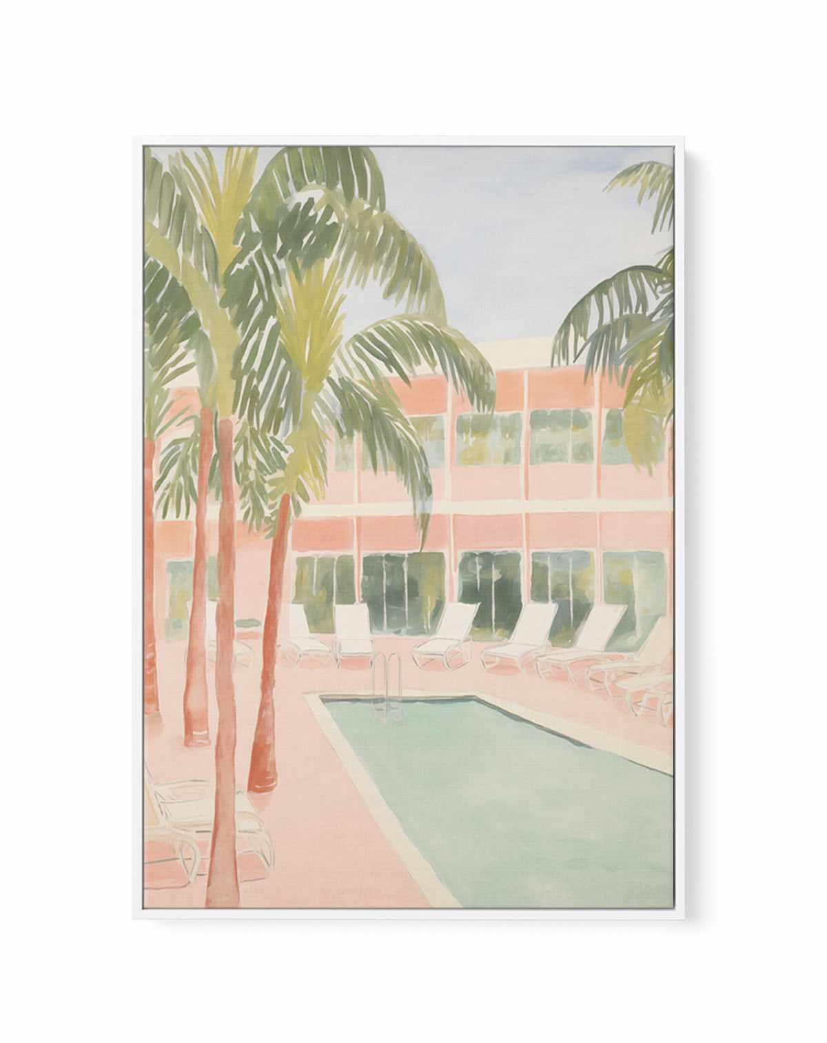 Palm Springs Motel | Framed Canvas Art Print