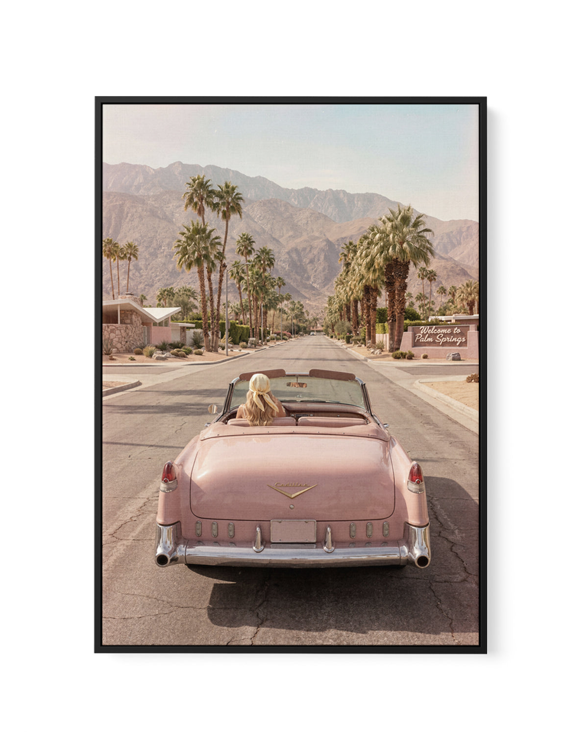 Palm Springs Pink Cadillac I | Framed Canvas Art Print
