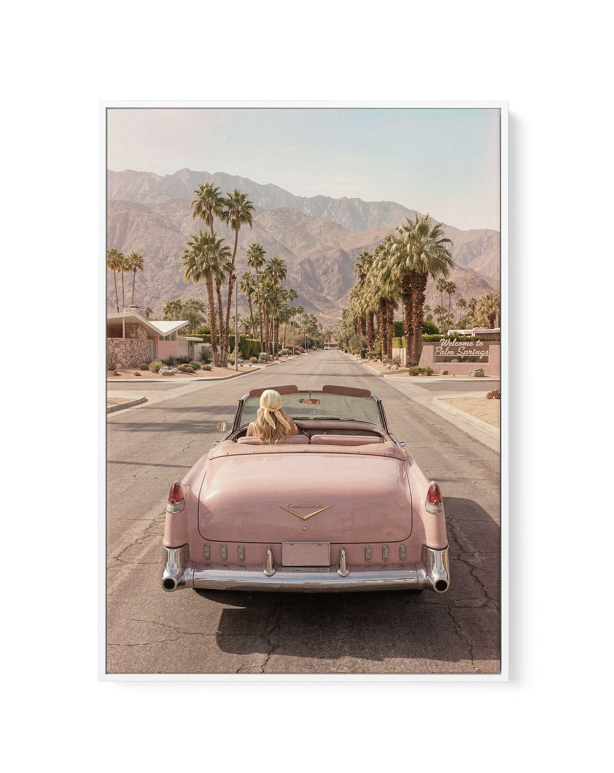 Palm Springs Pink Cadillac I | Framed Canvas Art Print
