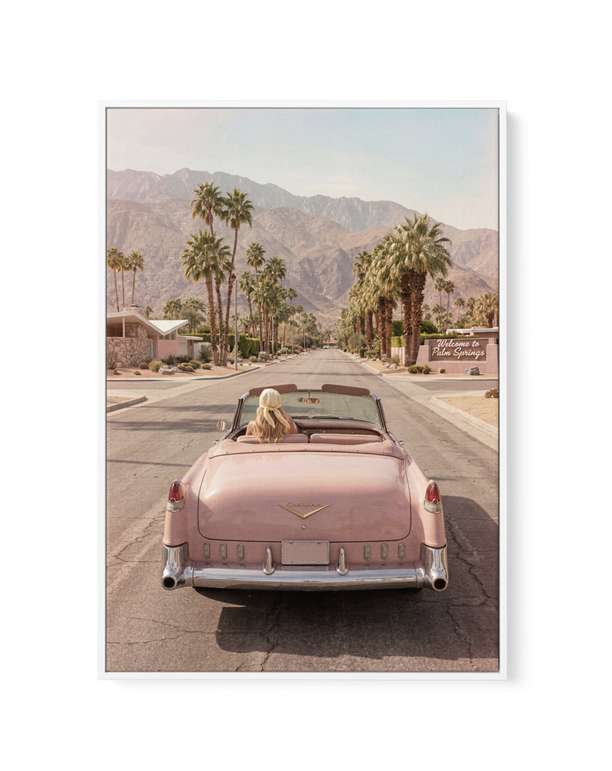 Palm Springs Pink Cadillac I | Framed Canvas Art Print