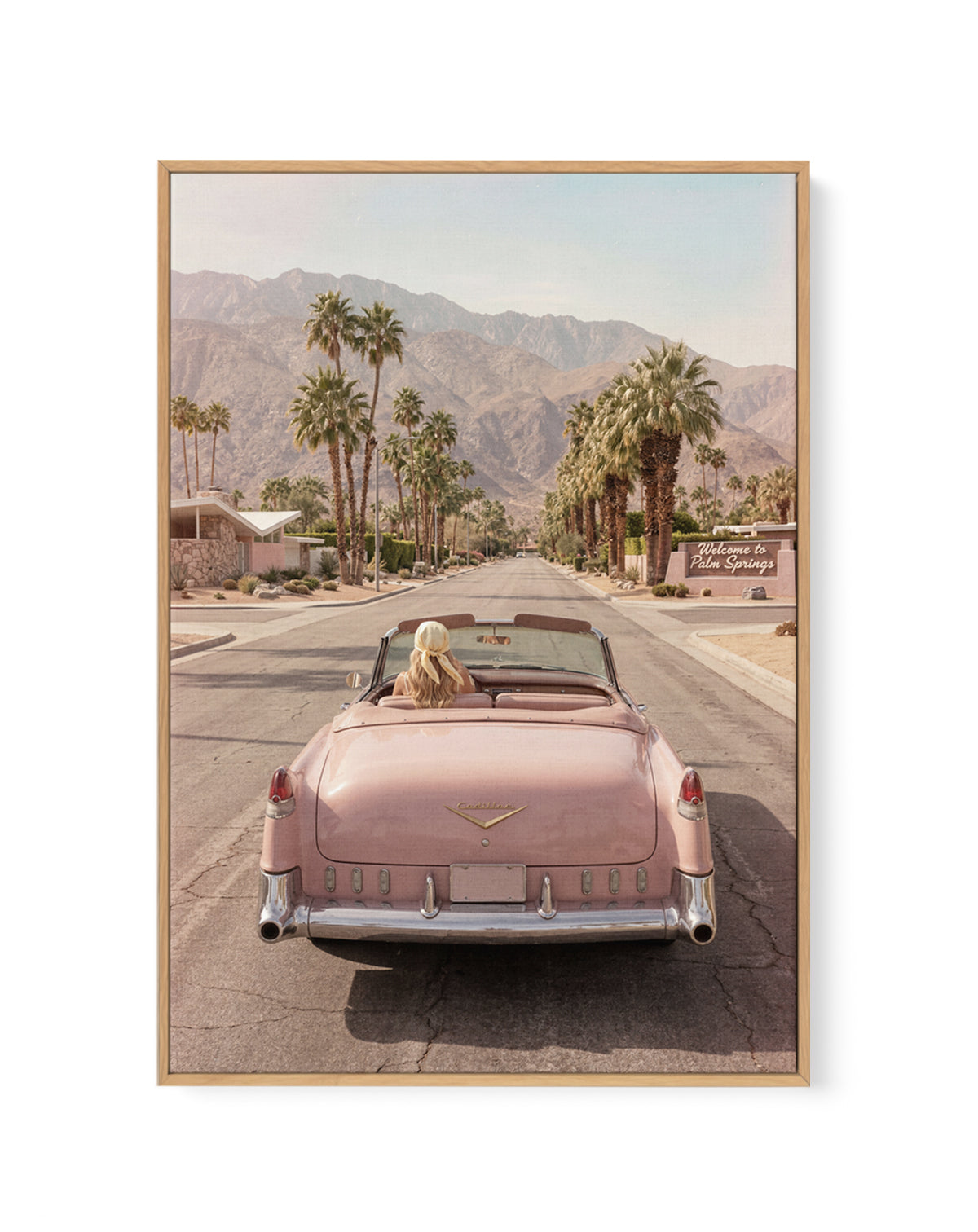 Palm Springs Pink Cadillac I | Framed Canvas Art Print