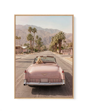 Palm Springs Pink Cadillac I | Framed Canvas Wall Art