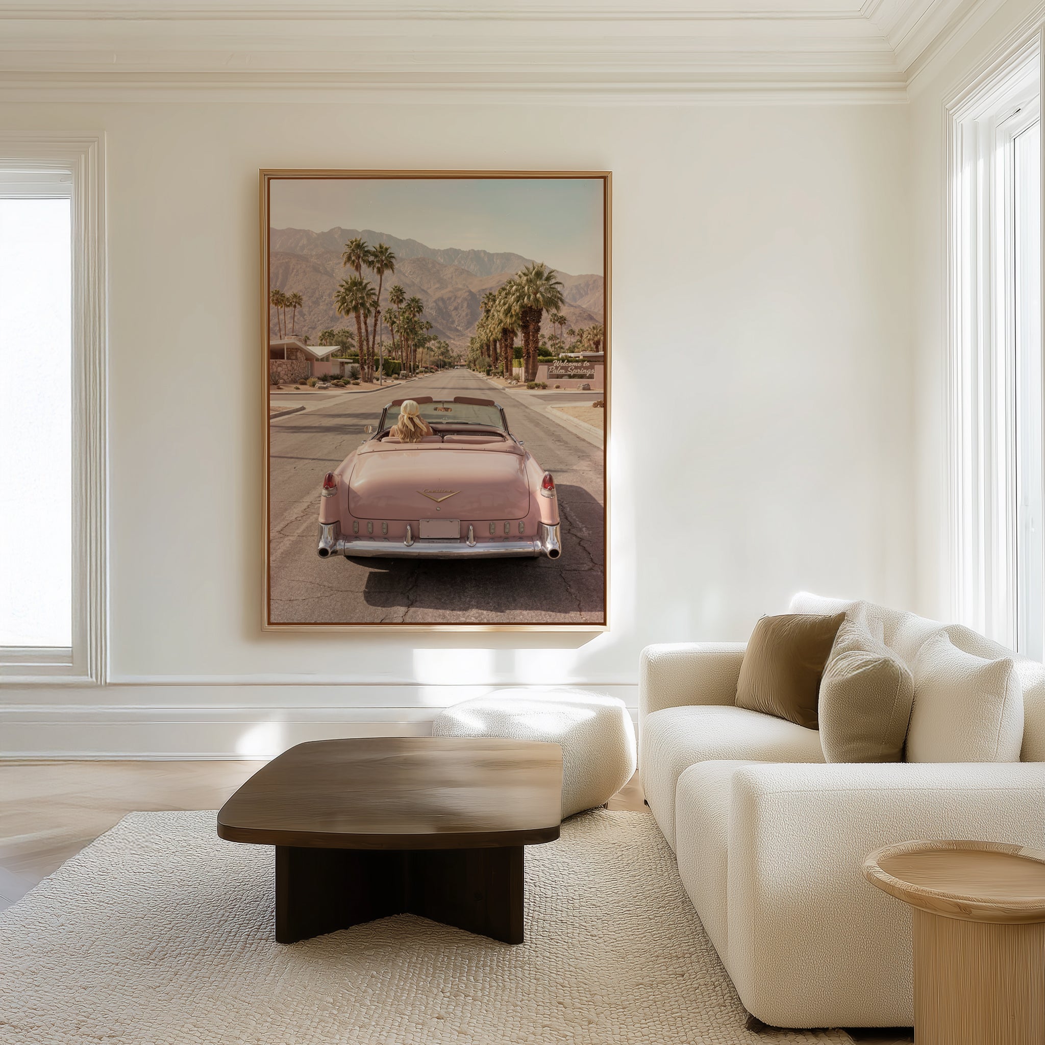 Palm Springs Pink Cadillac I | Framed Canvas Art Print
