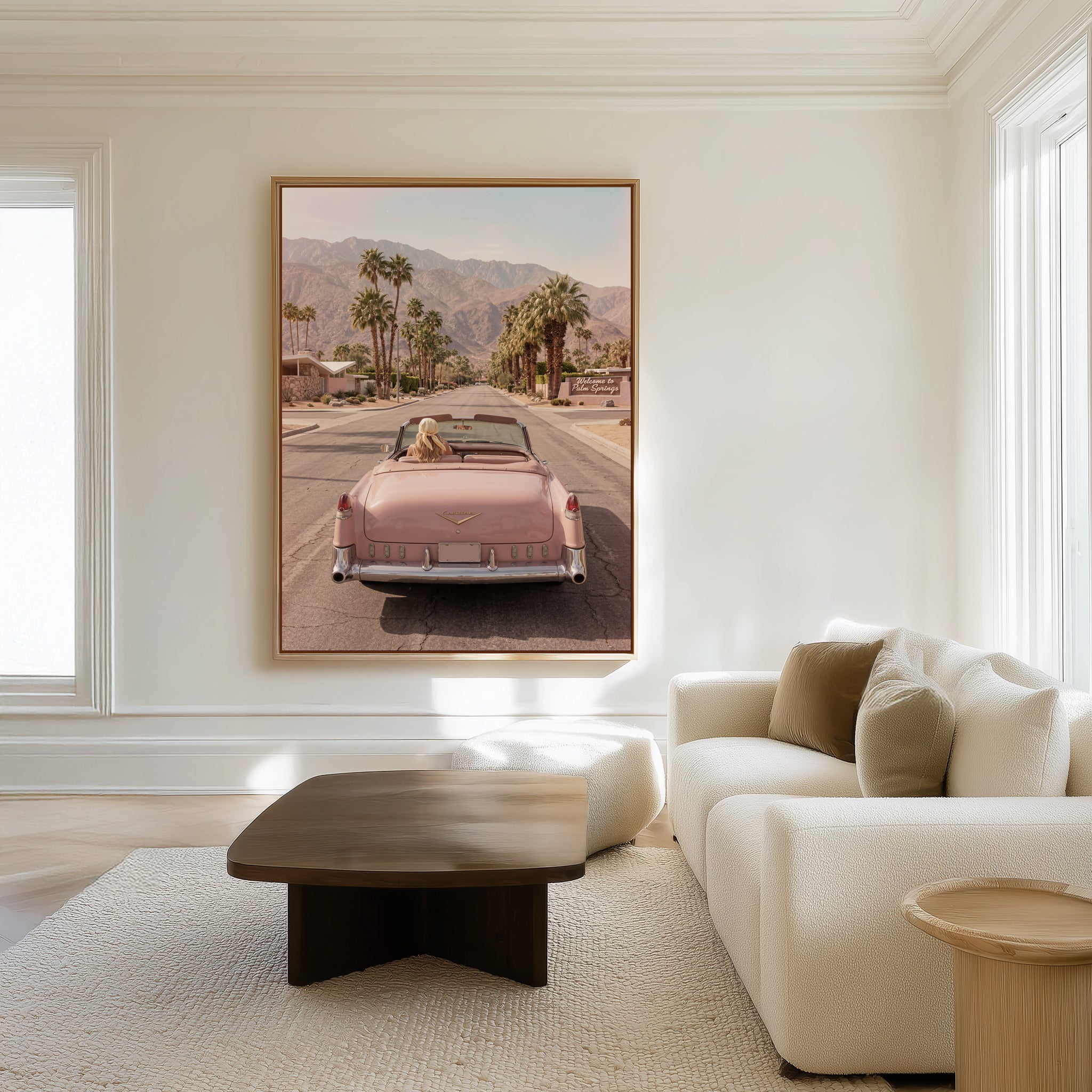 Palm Springs Pink Cadillac I | Framed Canvas Art Print