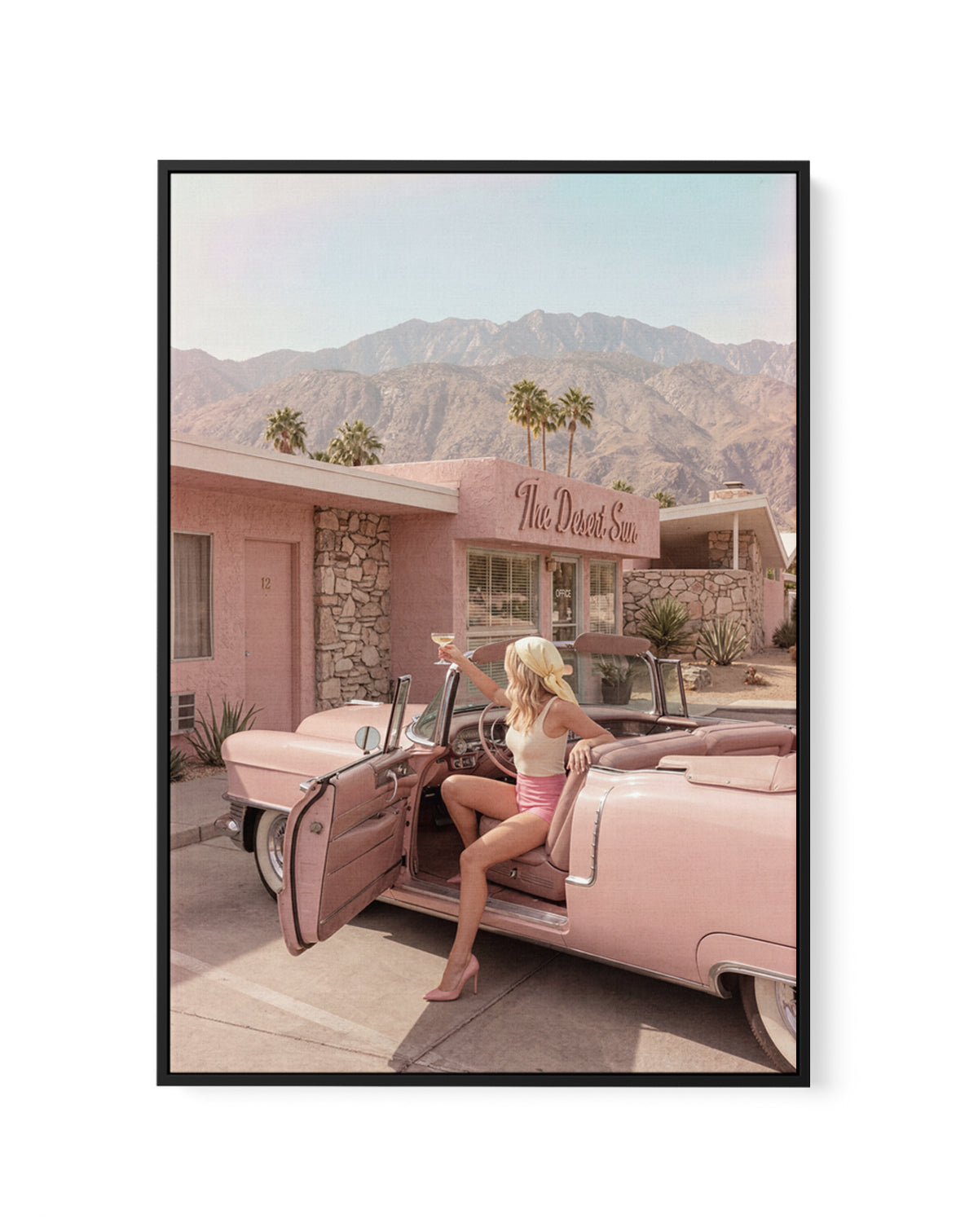 Palm Springs Pink Cadillac II | Framed Canvas Art Print
