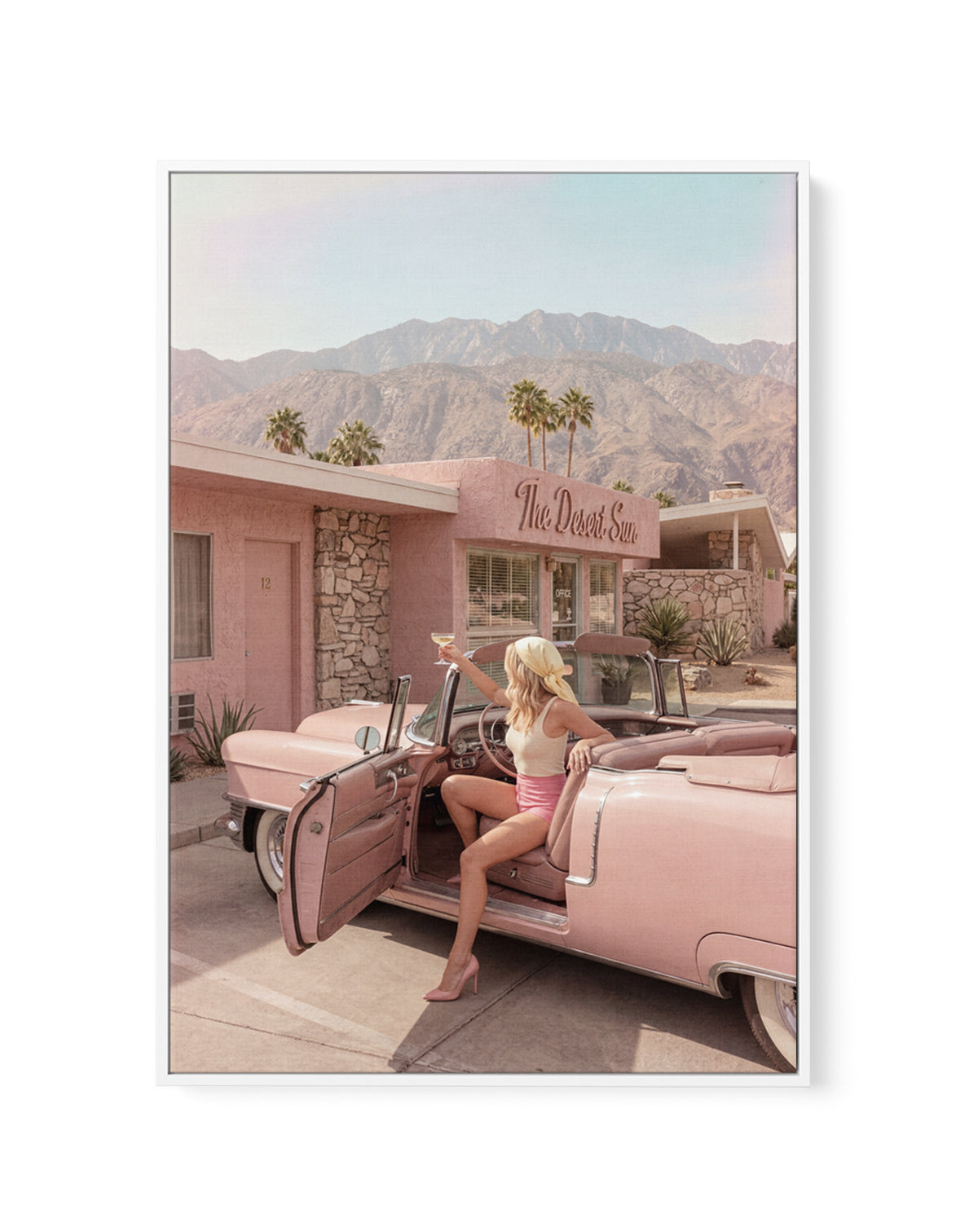 Palm Springs Pink Cadillac II | Framed Canvas Art Print
