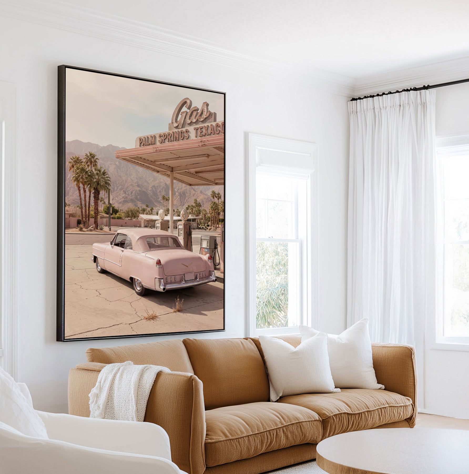 Palm Springs Pink Cadillac III | Framed Canvas Art Print