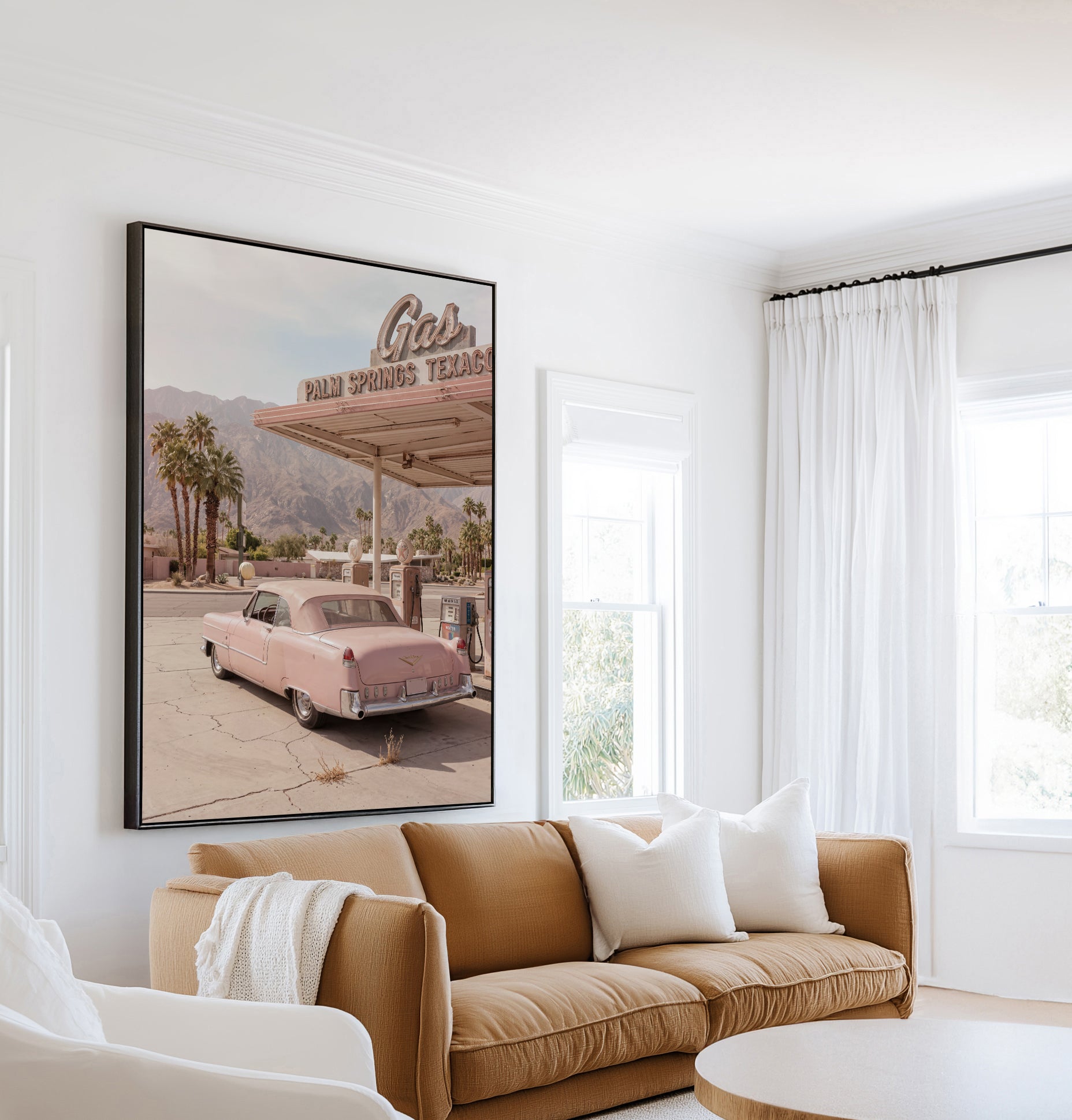 Palm Springs Pink Cadillac III | Framed Canvas Art Print