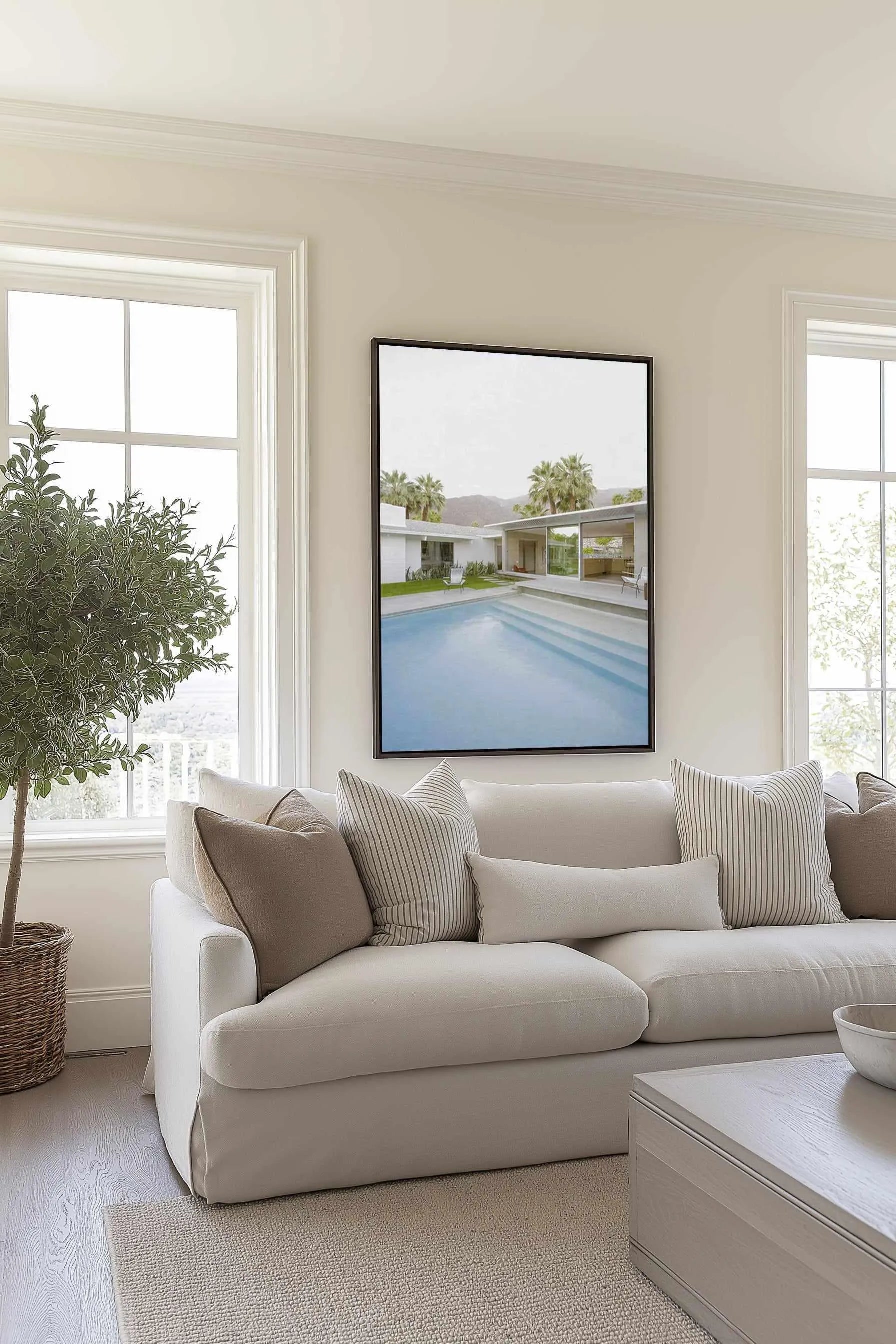 Palm Springs Pool | Framed Canvas Art Print from Olive et Oriel where you can shop wallpaper and artworks online
