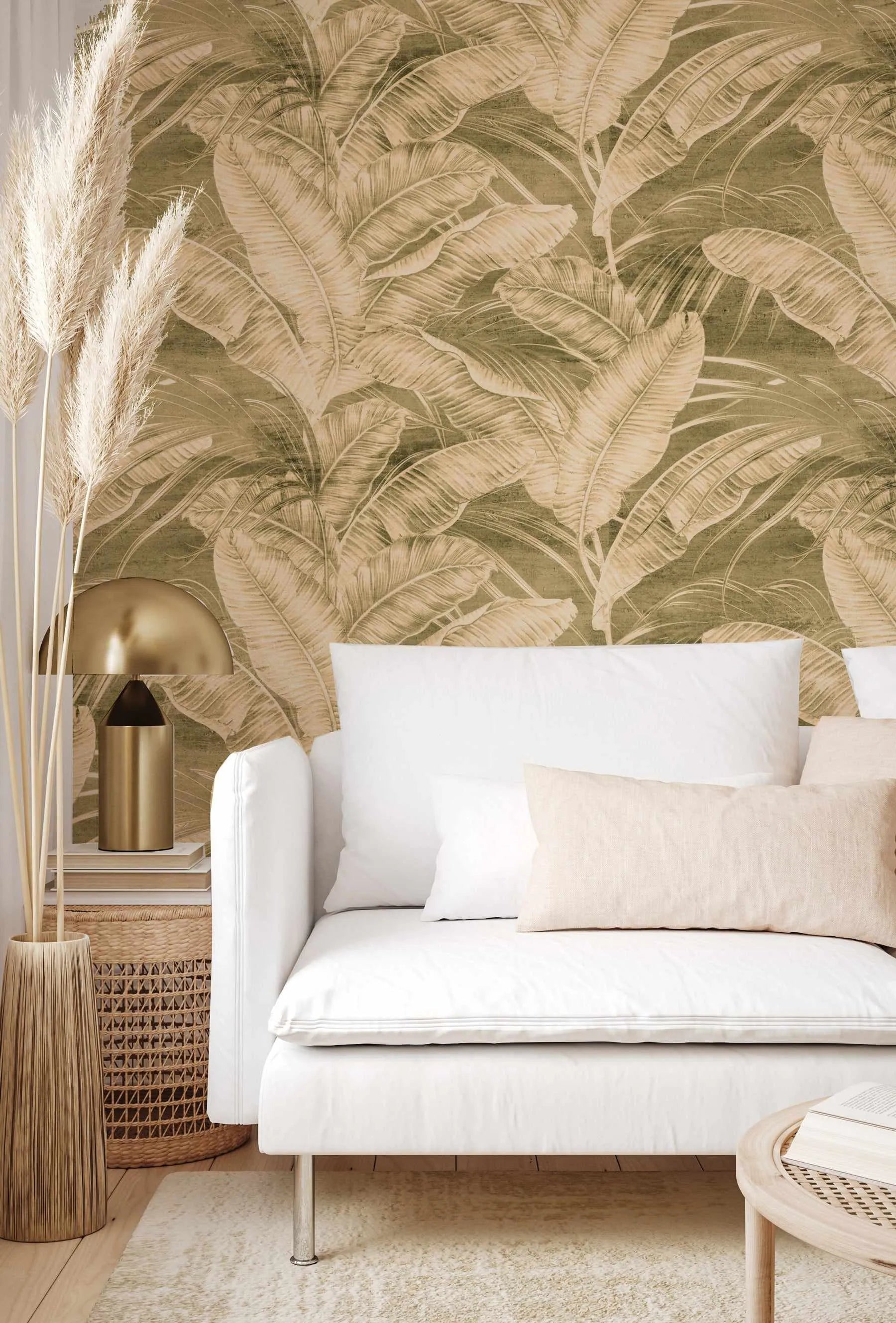 Palm Springs in Khaki Wallpaper from Olive et Oriel where you can shop wallpaper and artworks online