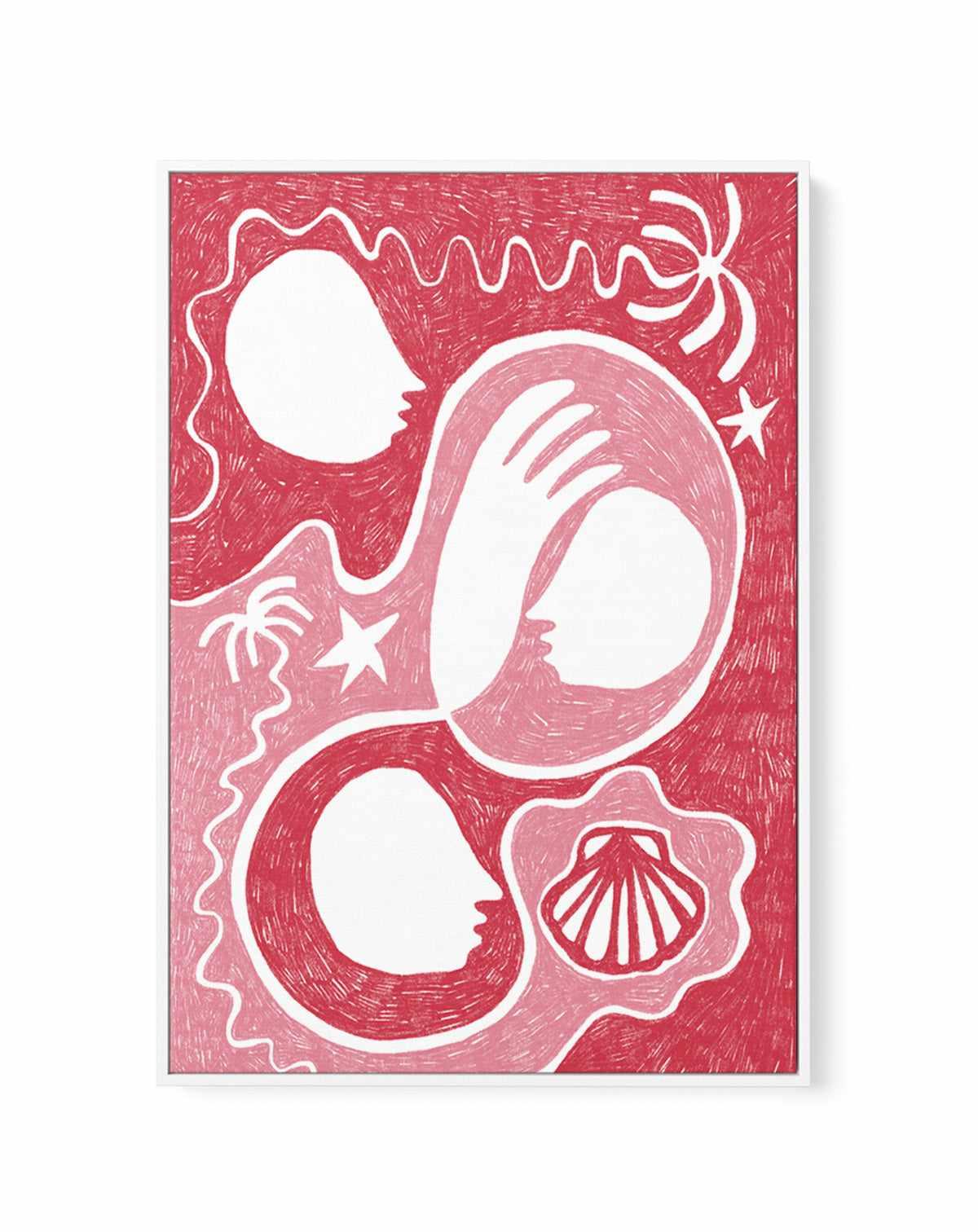 Palm Tree Island 1 Pink by Shatha Al Dafai | Framed Canvas Art Print from Olive et Oriel where you can shop wallpaper and artworks online