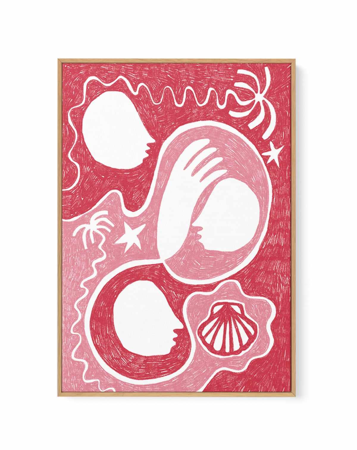 Palm Tree Island 1 Pink by Shatha Al Dafai | Framed Canvas Art Print from Olive et Oriel where you can shop wallpaper and artworks online