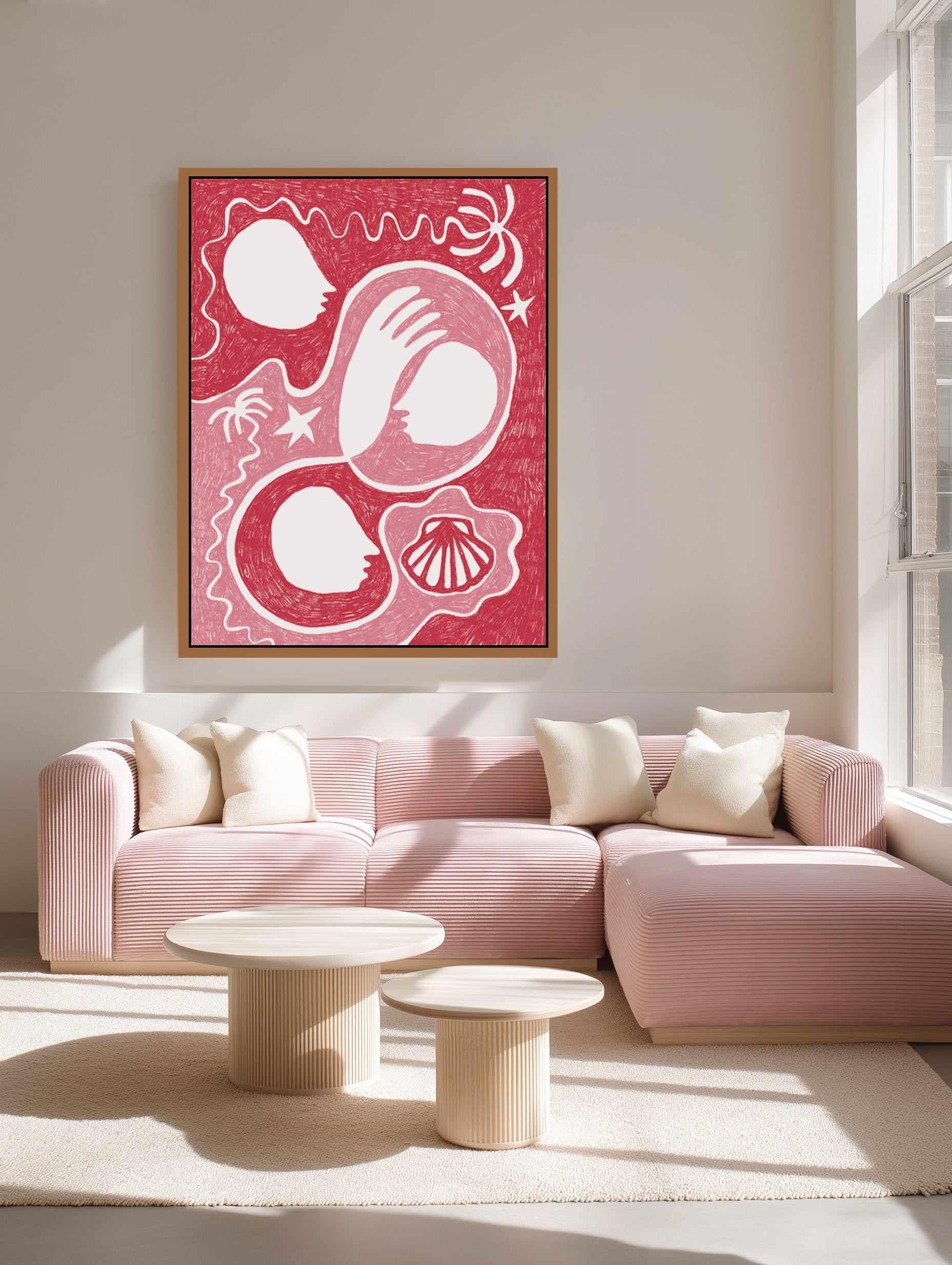 Palm Tree Island 1 Pink by Shatha Al Dafai | Framed Canvas Art Print from Olive et Oriel where you can shop wallpaper and artworks online