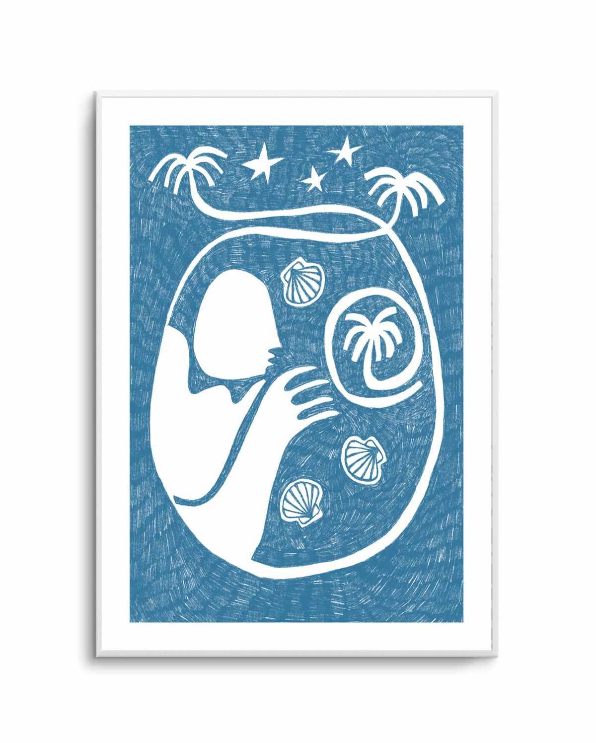 Palm Tree Island 2 Baby Blue by Shatha Al Dafai | Art Print from Olive et Oriel where you can shop wallpaper and artworks online