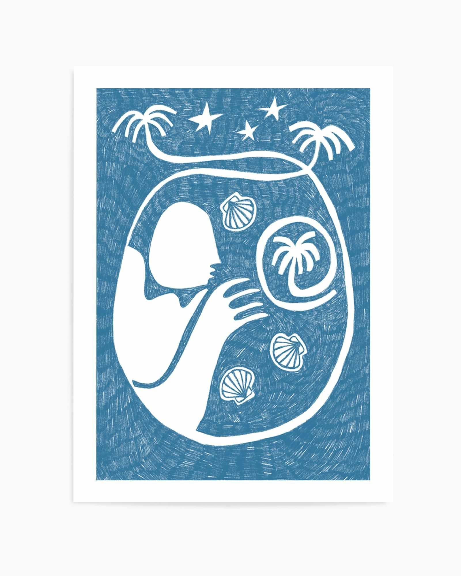 Palm Tree Island 2 Baby Blue by Shatha Al Dafai | Art Print from Olive et Oriel where you can shop wallpaper and artworks online